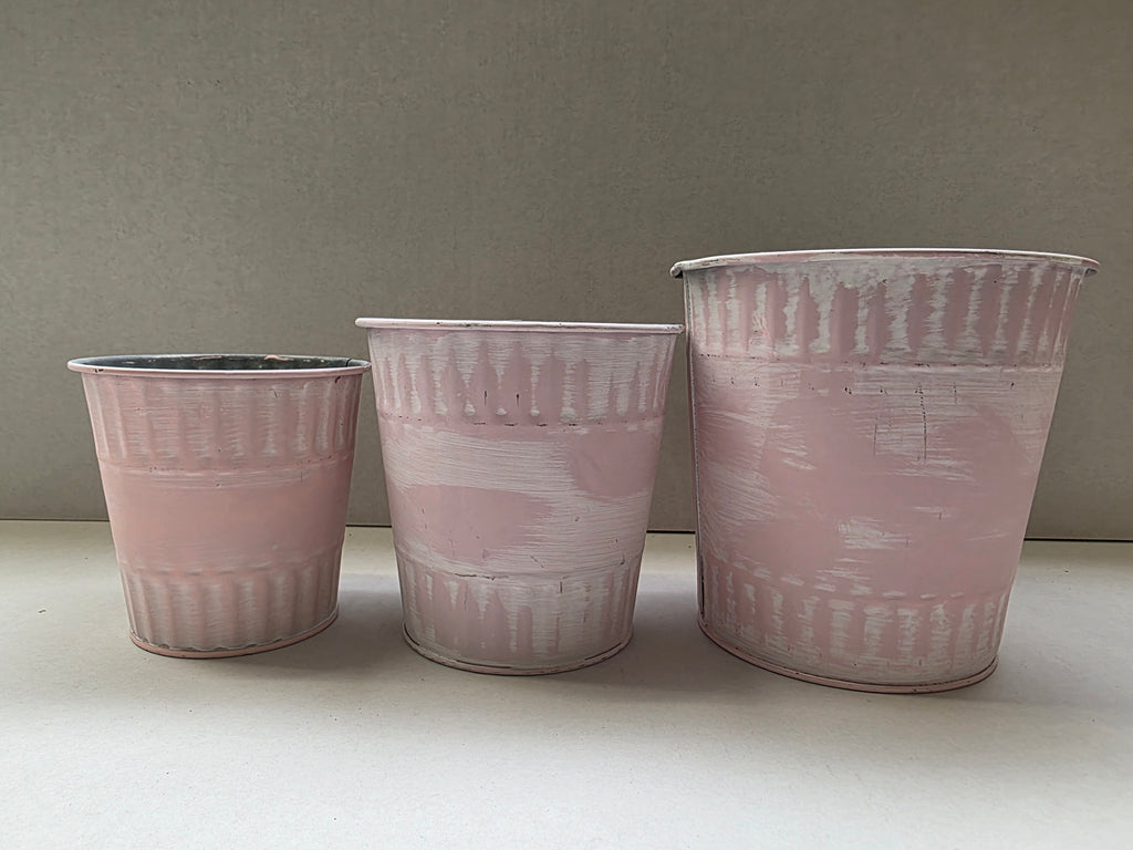 Zinc Pot Jinan Pink Set Of 3 (PACK OF 2)
