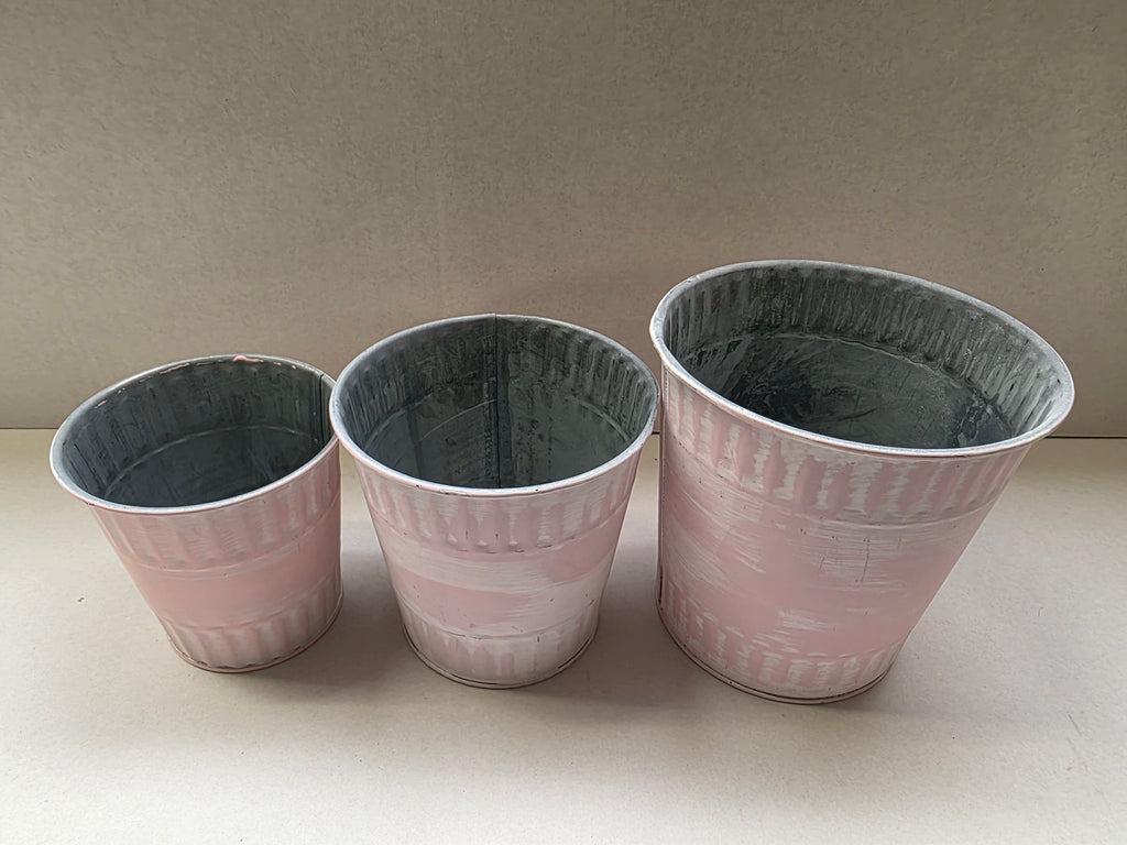 Zinc Pot Jinan Pink Set Of 3 (PACK OF 2)