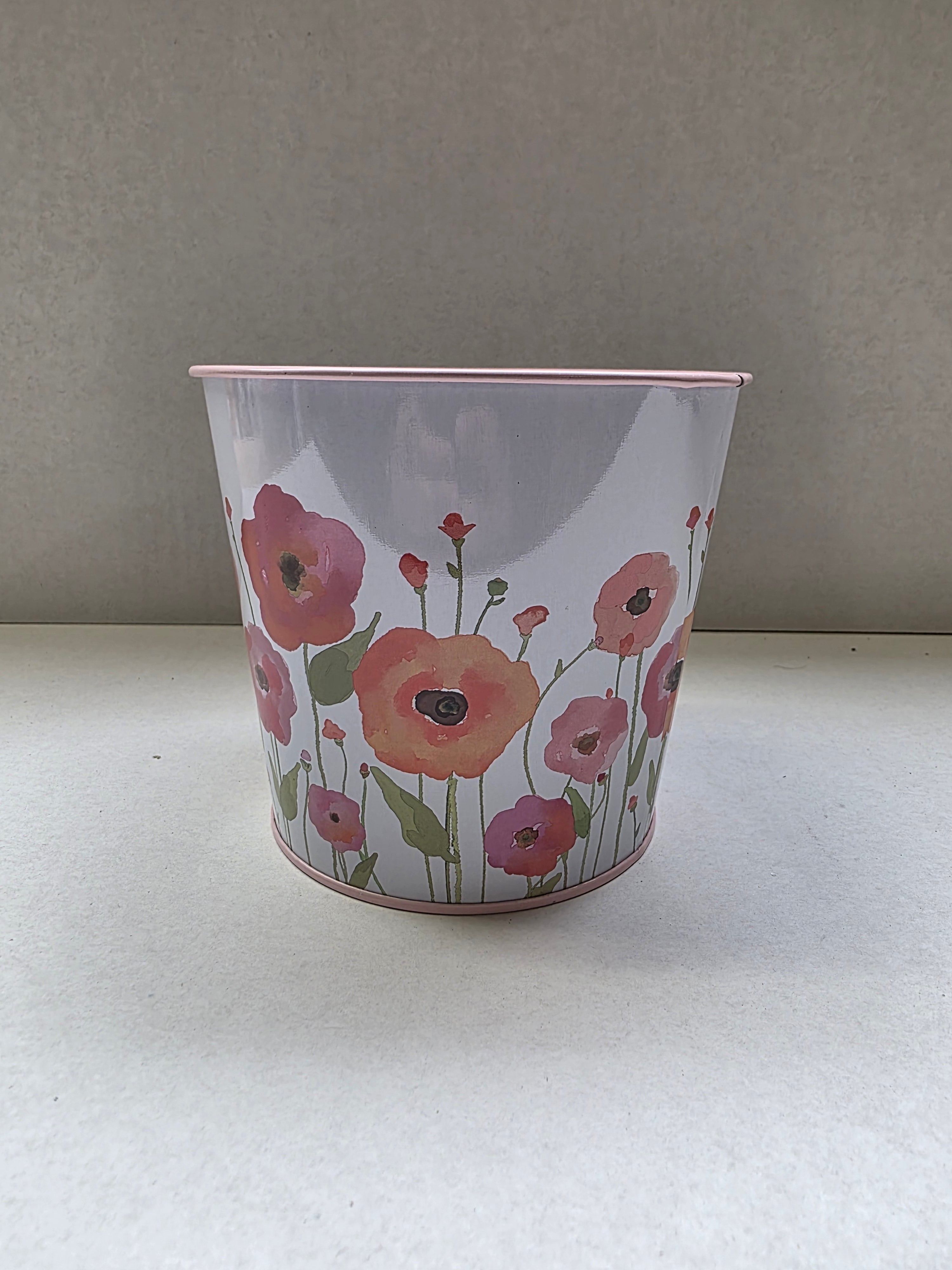 Zinc Pot Poppy 13x11x10cm (PACK OF 3)