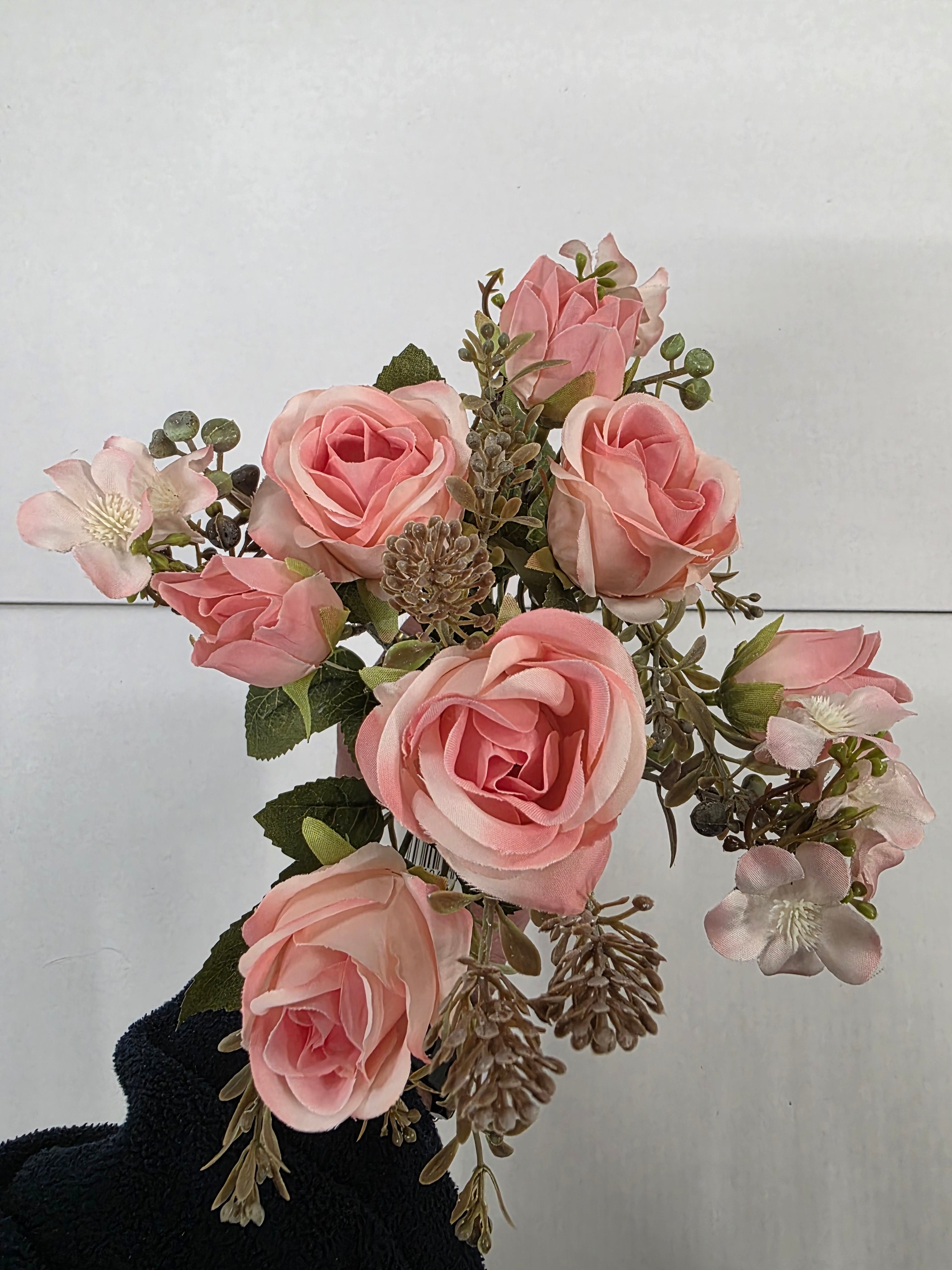 Artificial Rose & Bud Bush Light Pink 30cm (pack of 2)