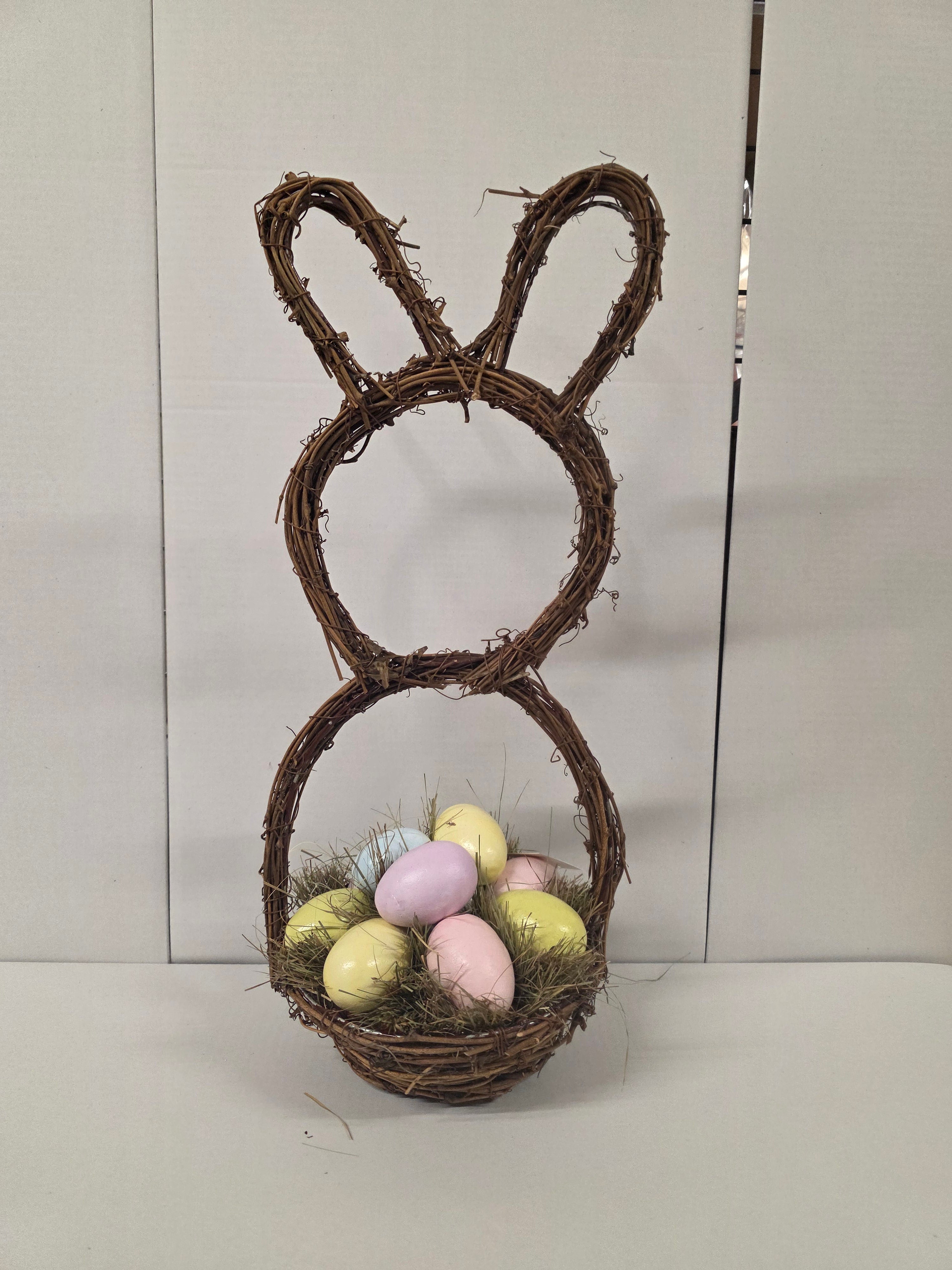 Basket Bunny Pastel Eggs 23x20x50cm