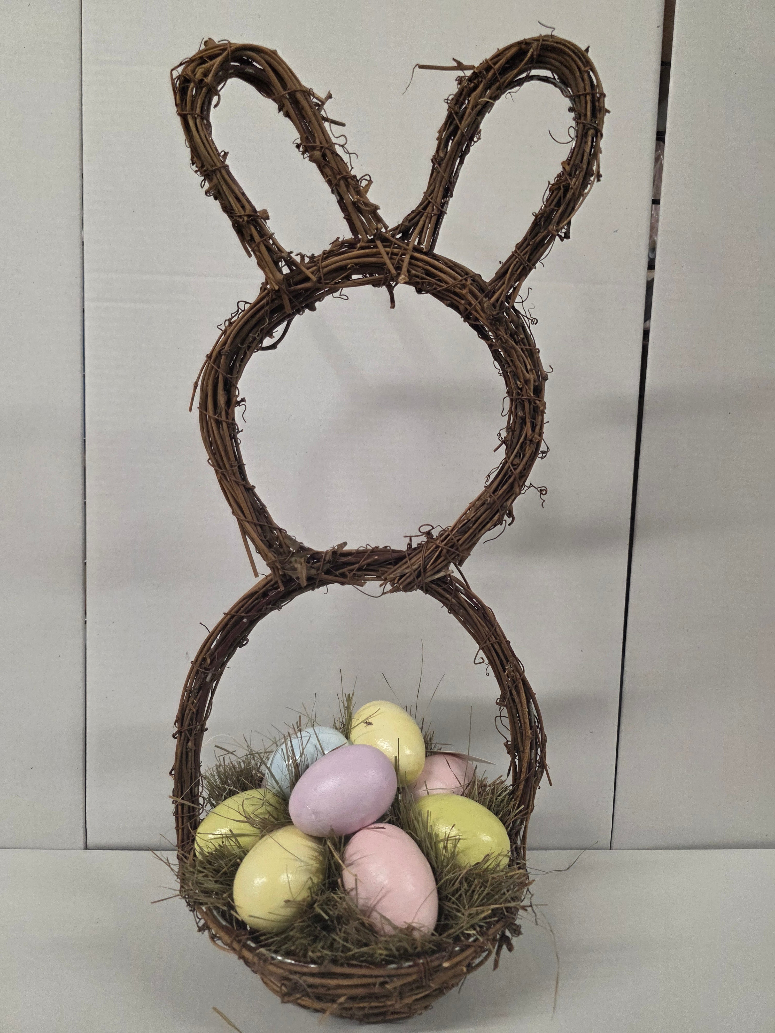 Basket Bunny Pastel Eggs 23x20x50cm