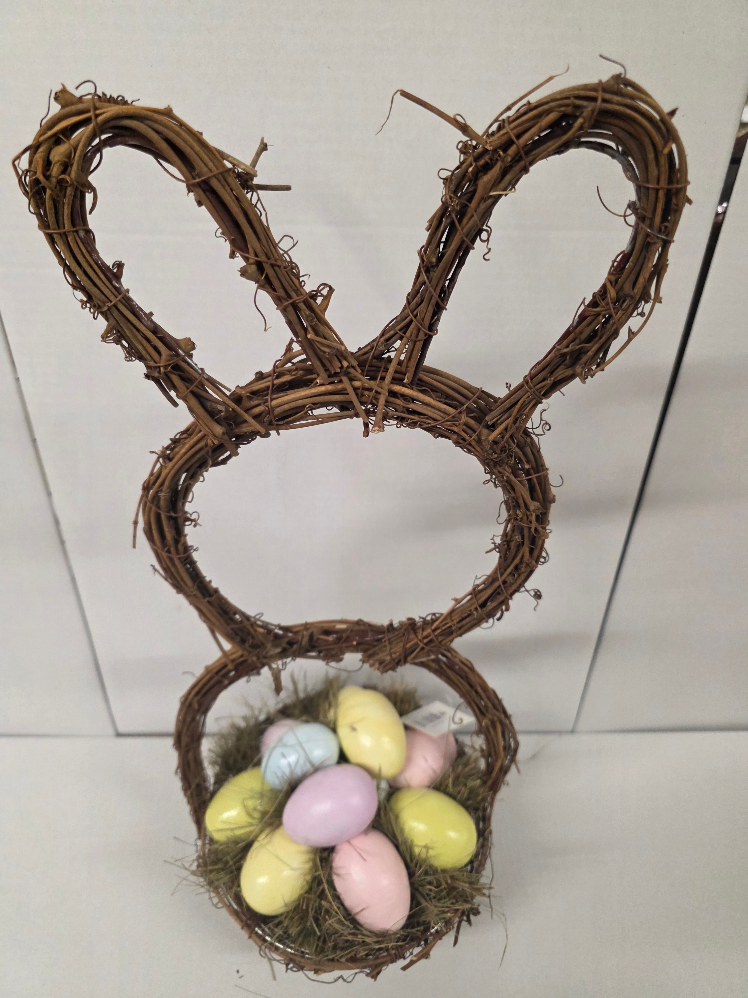 Basket Bunny Pastel Eggs 23x20x50cm