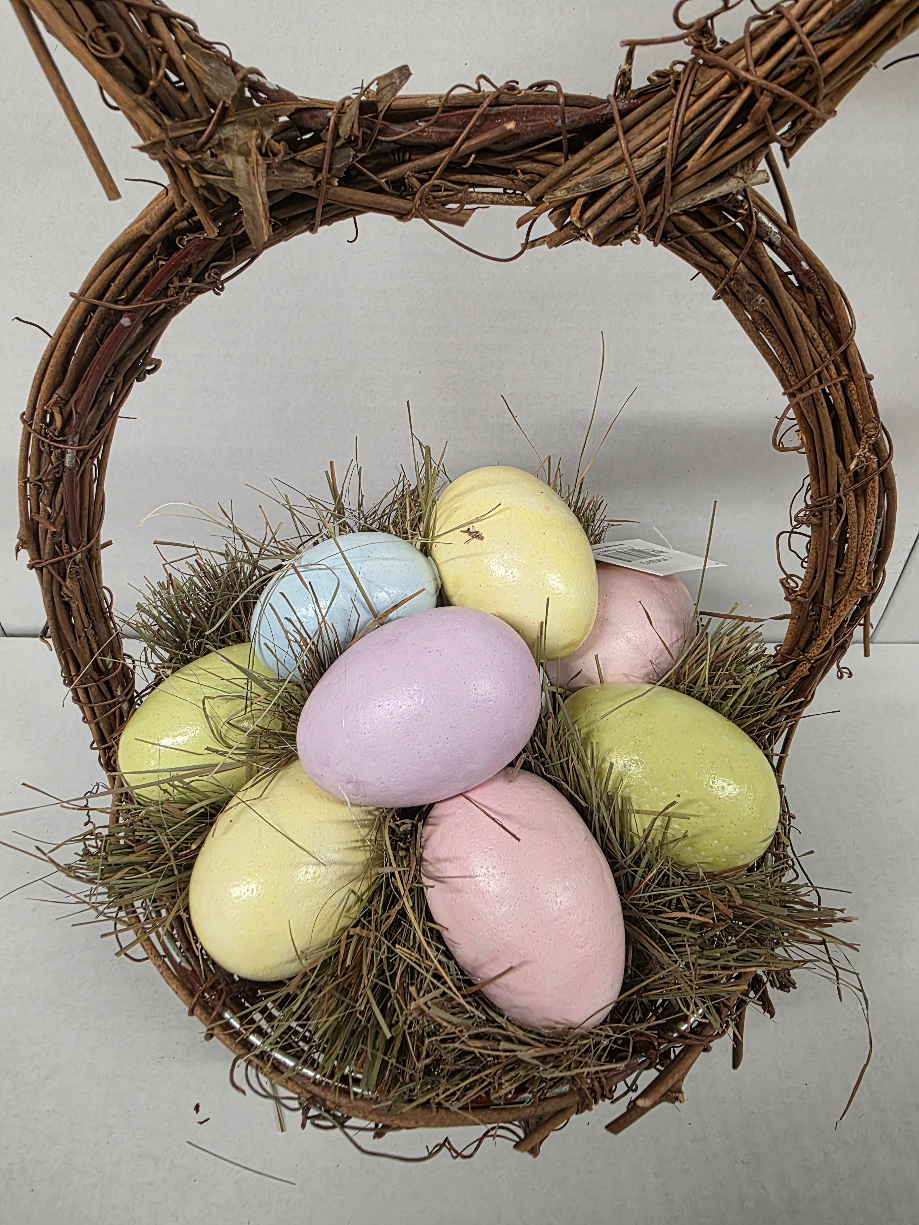 Basket Bunny Pastel Eggs 23x20x50cm