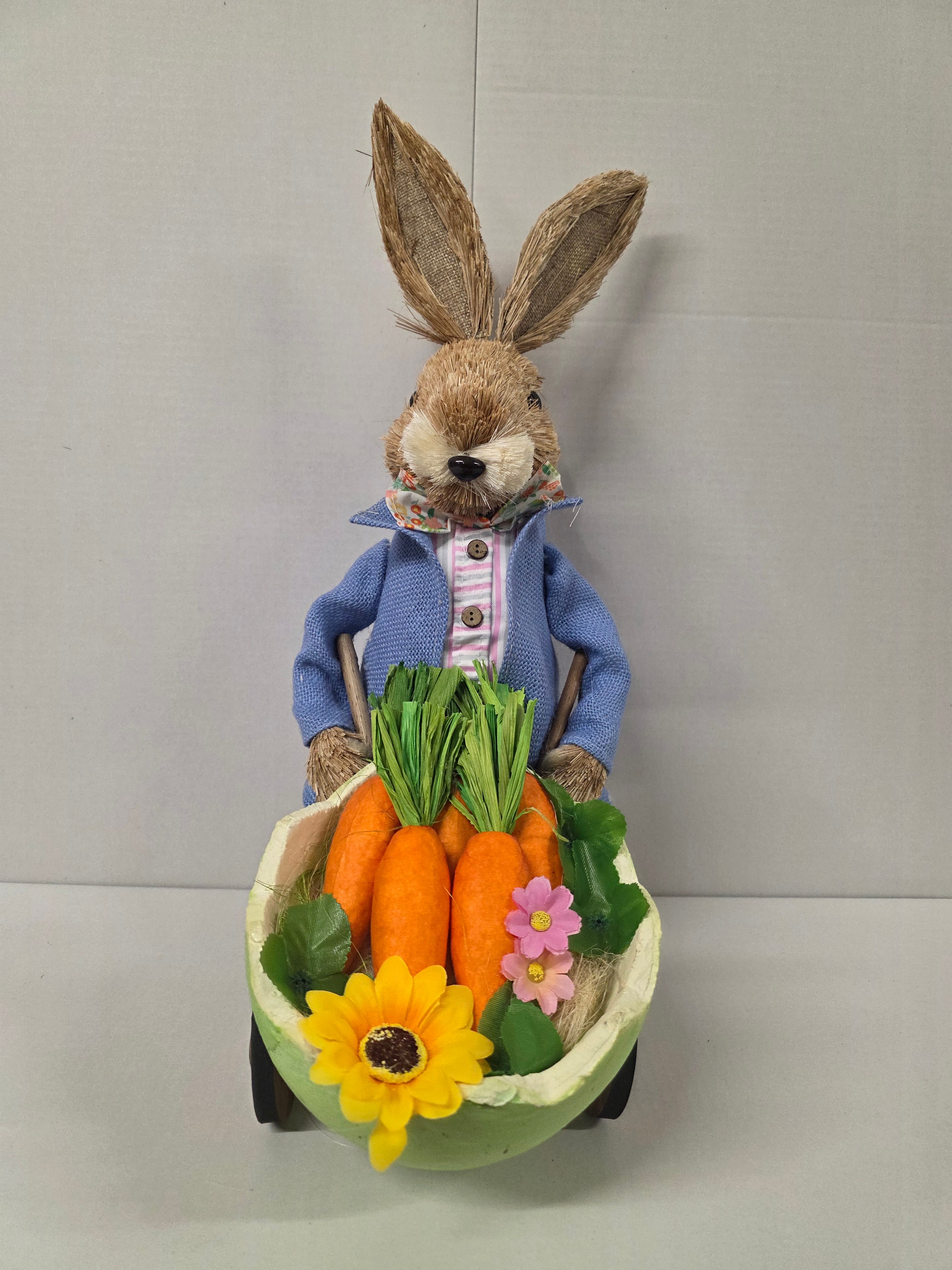 Bunny Alfie In Blue Jacket & Carrots 53cm