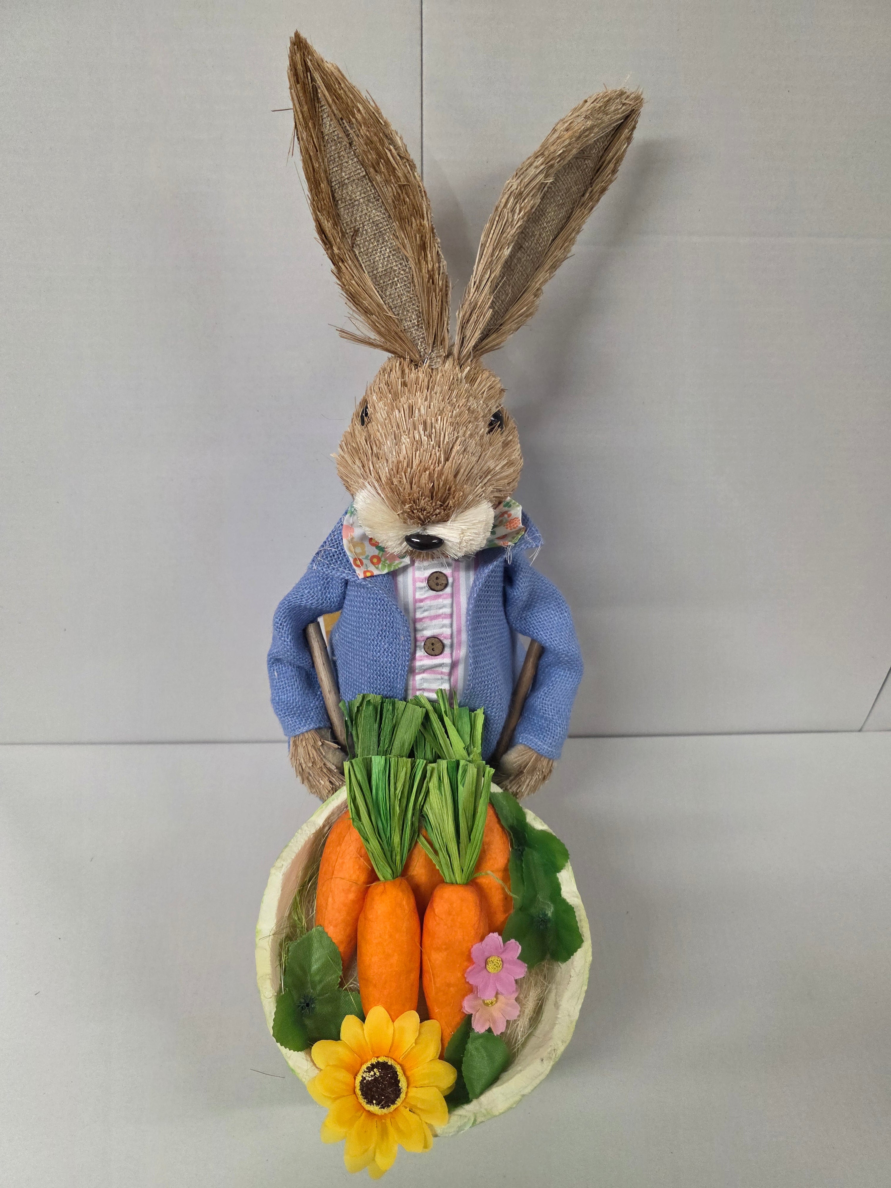 Bunny Alfie In Blue Jacket & Carrots 53cm