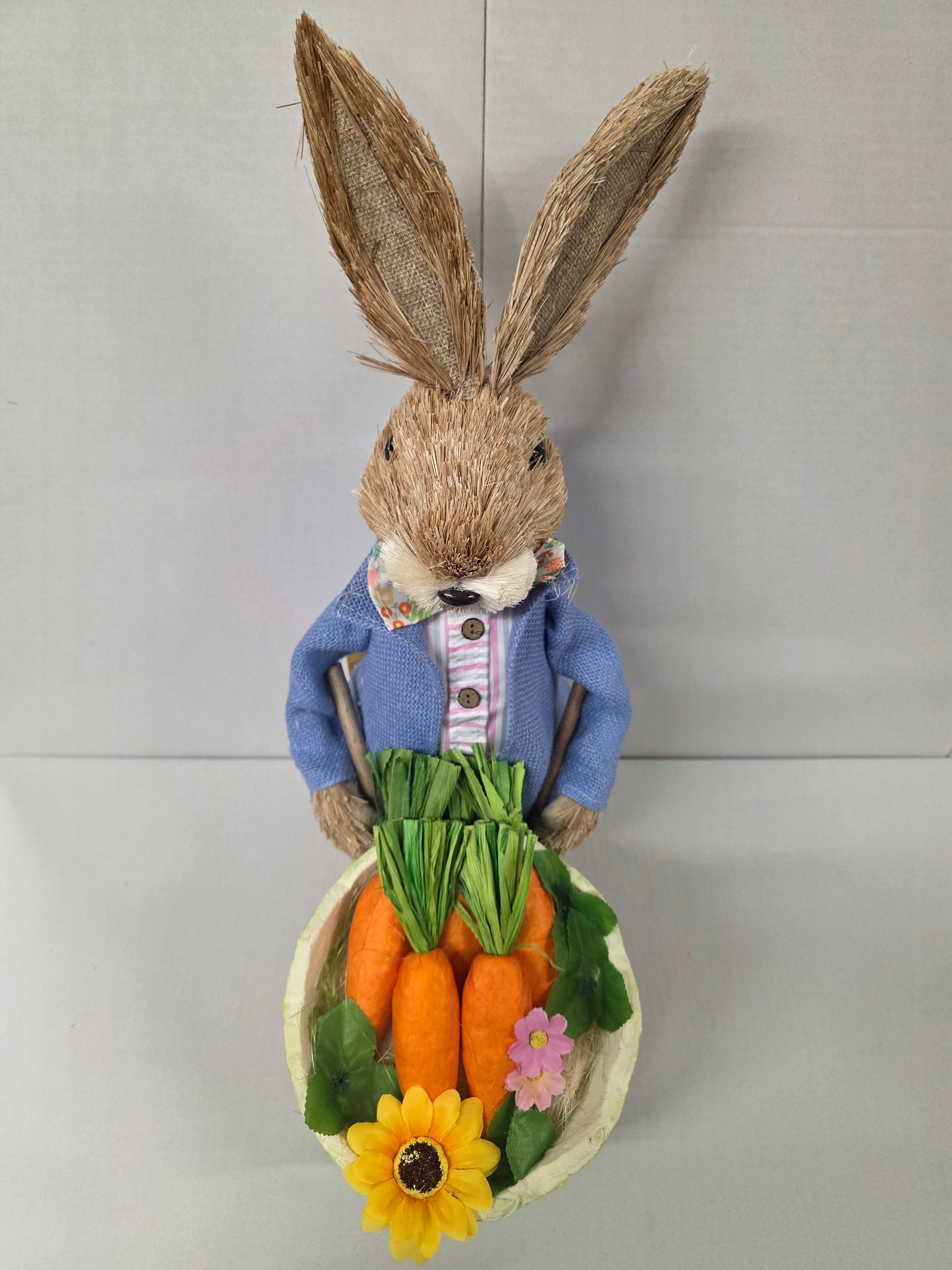 Bunny Alfie In Blue Jacket & Carrots 53cm