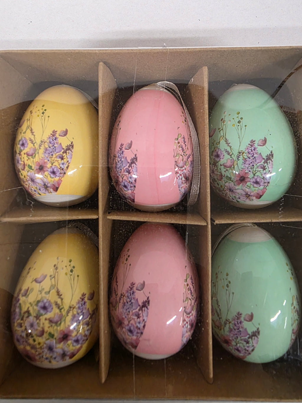 Plastic Eggs Hanging Mixed X6