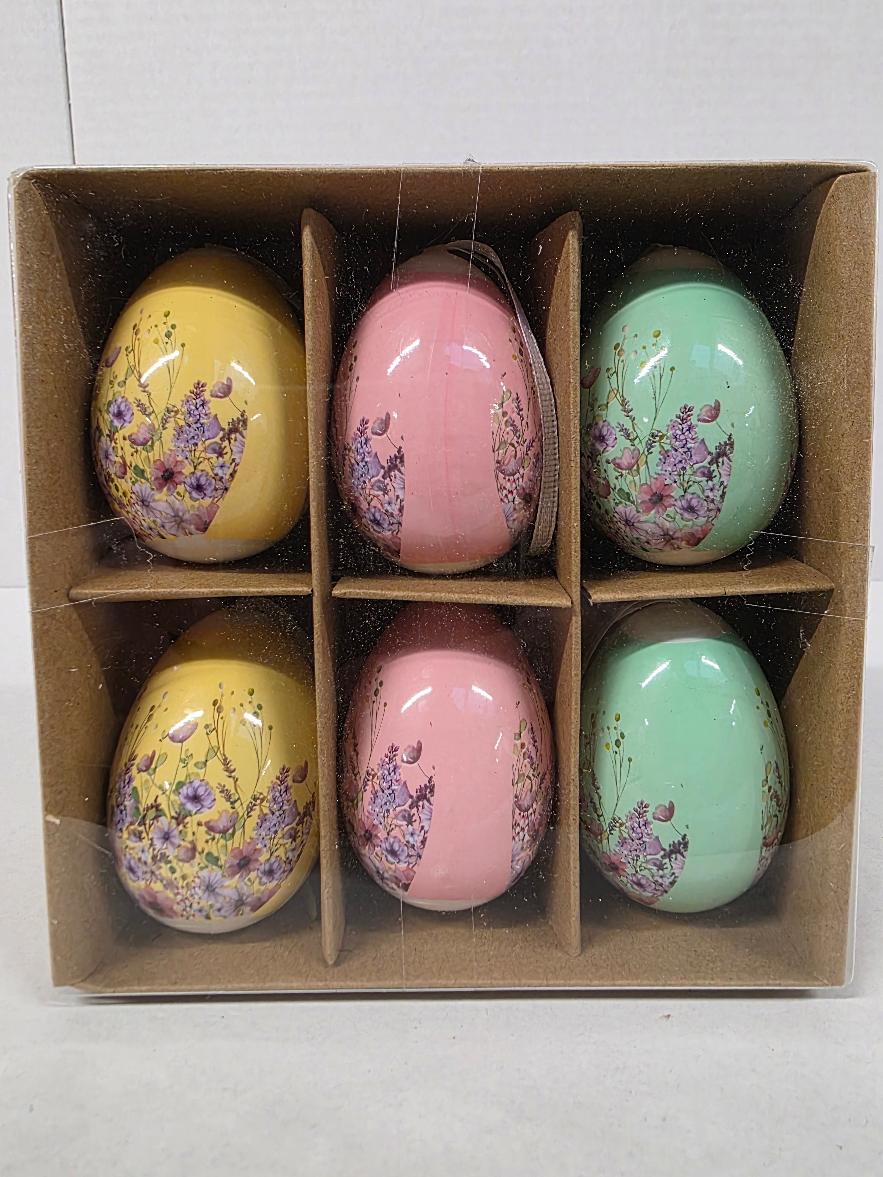 Plastic Eggs Hanging Mixed X6