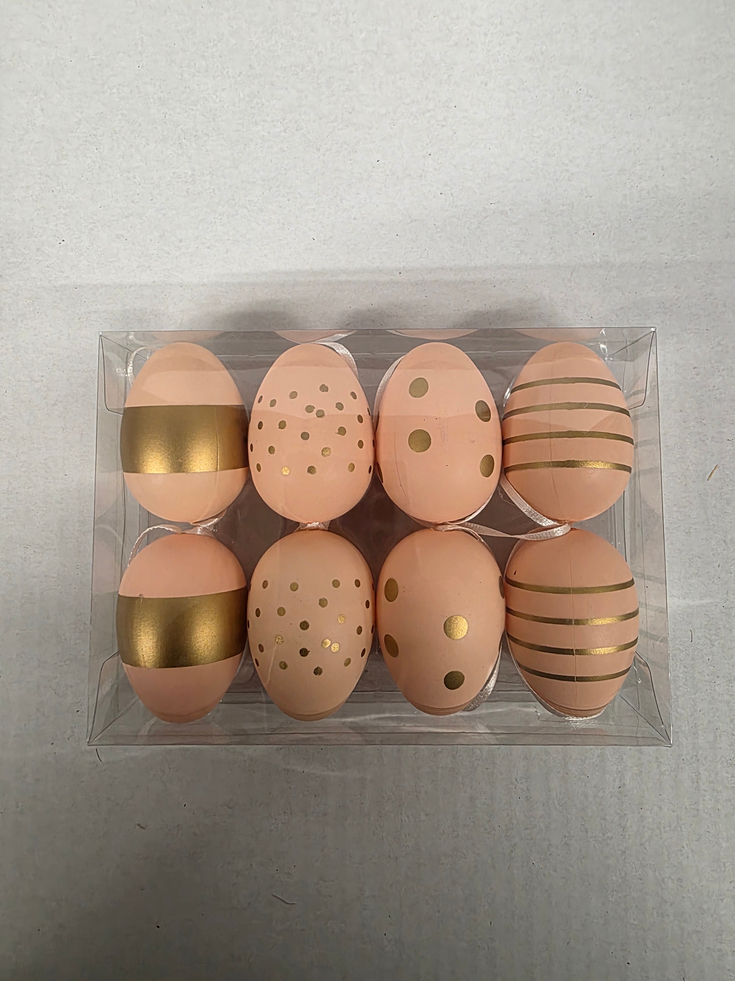 Plastic Eggs Hanging Peach 6cm X8 (PACK OF 3)