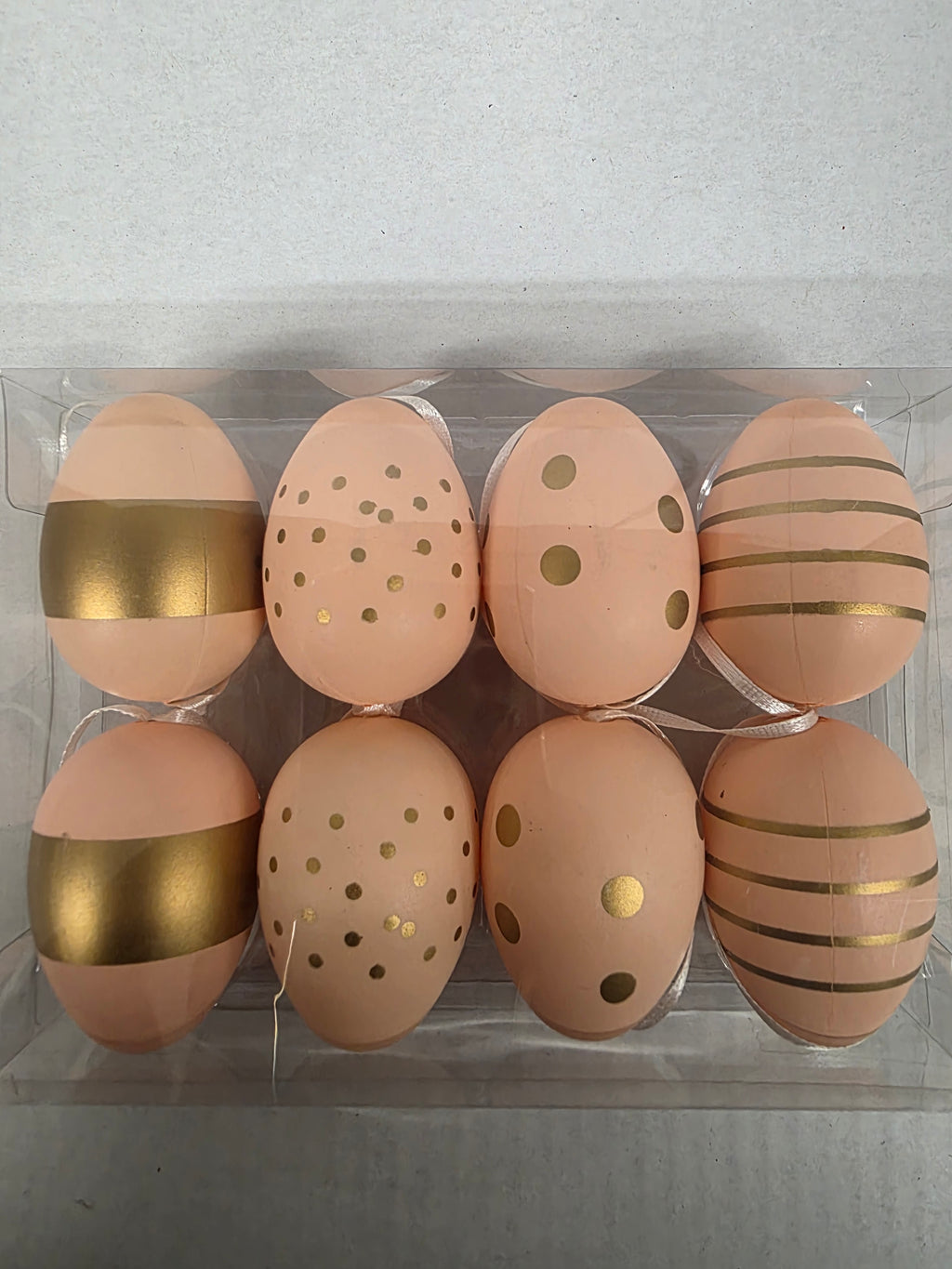 Plastic Eggs Hanging Peach 6cm X8 (PACK OF 3)