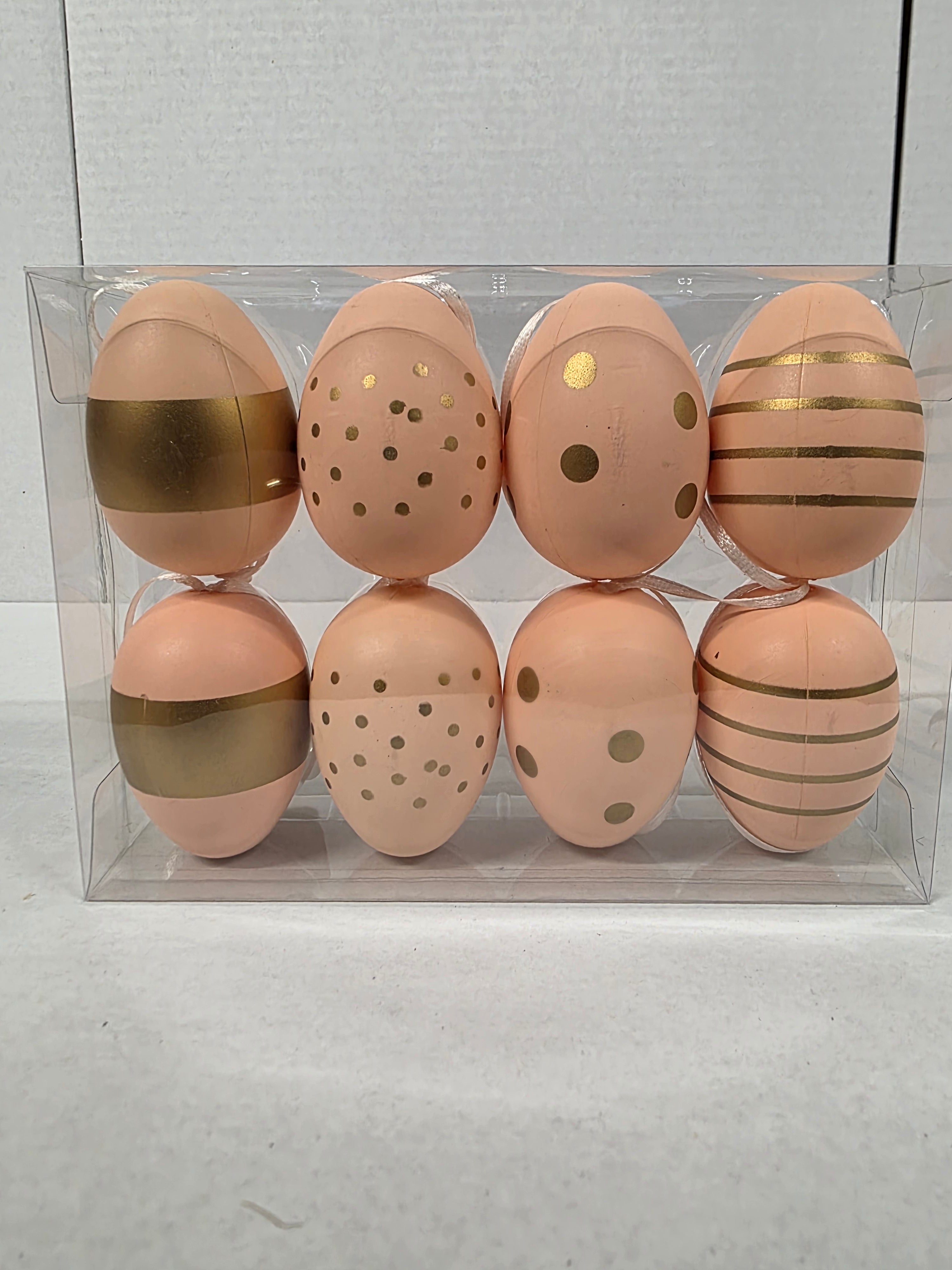 Plastic Eggs Hanging Peach 6cm X8 (PACK OF 3)