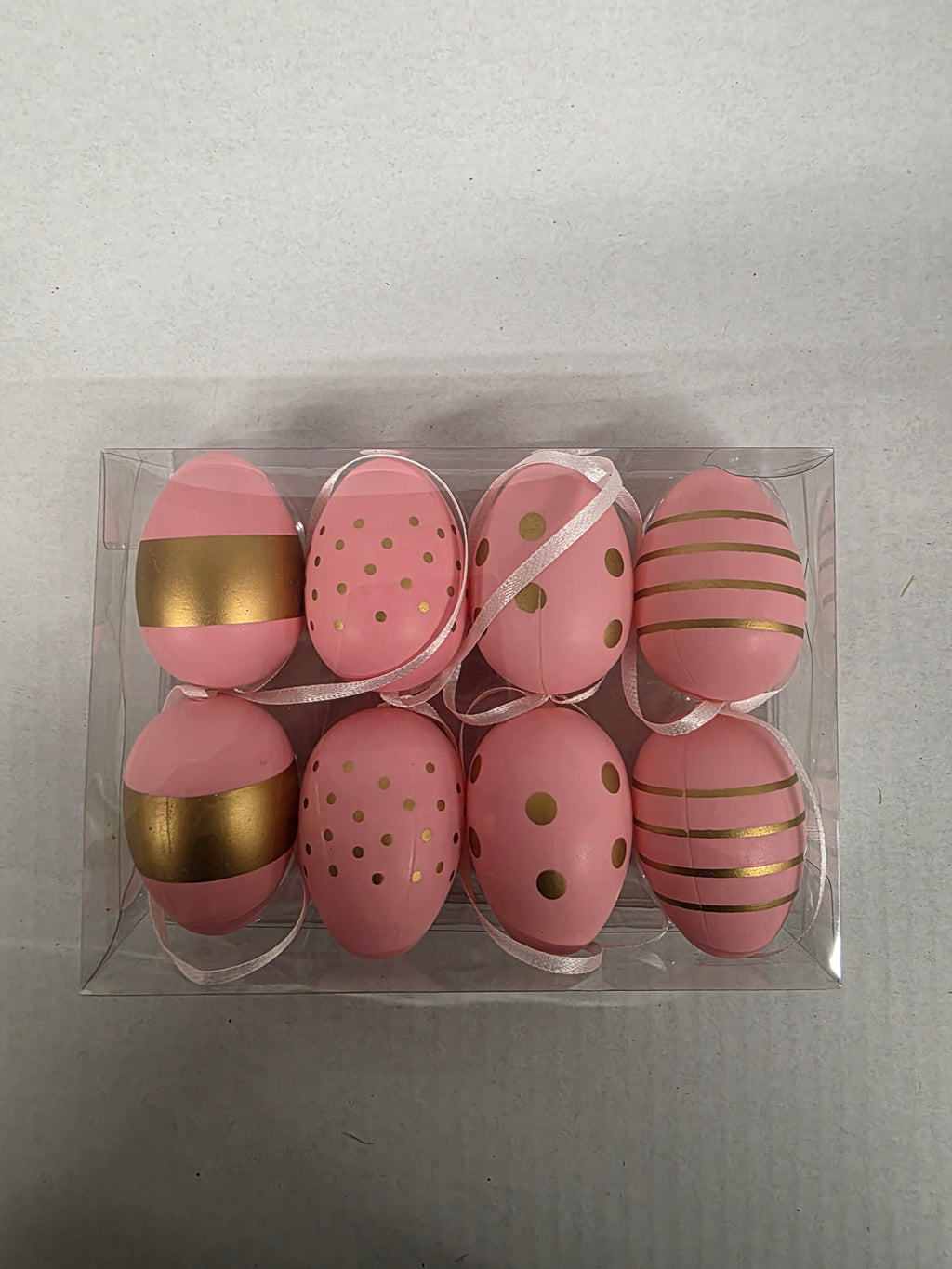 Plastic Eggs Hanging Pink 6cm X8 (PACK OF 3)