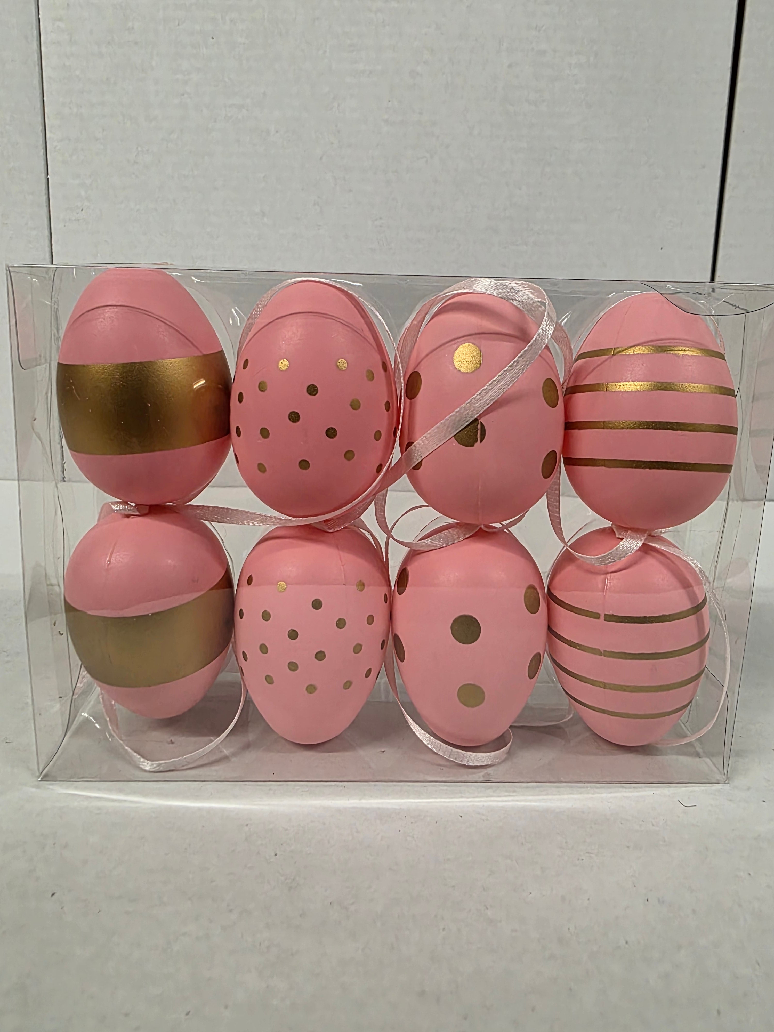 Plastic Eggs Hanging Pink 6cm X8 (PACK OF 3)