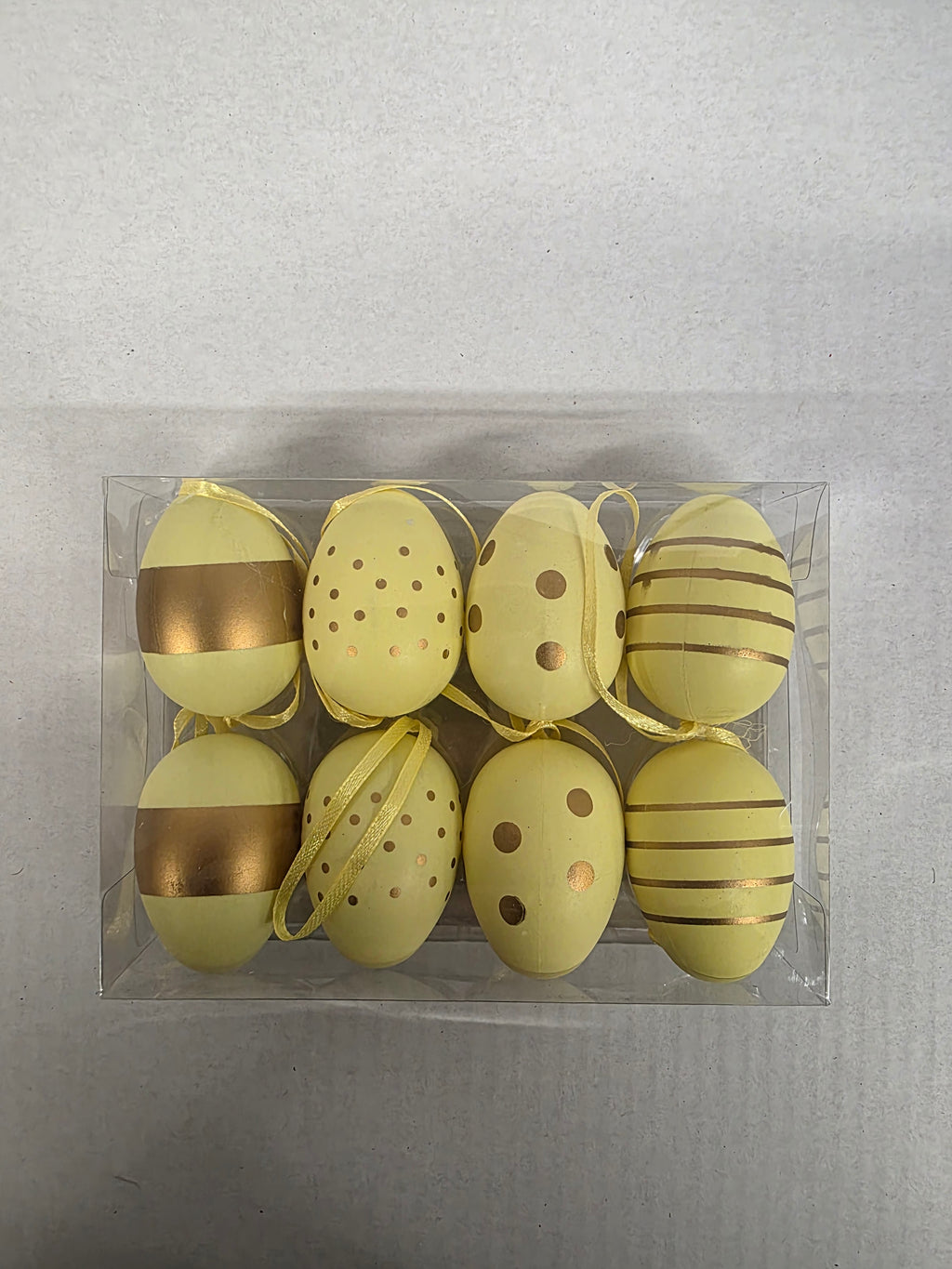 Plastic Eggs Hanging Yellow 6cm X8 (PACK OF 3)