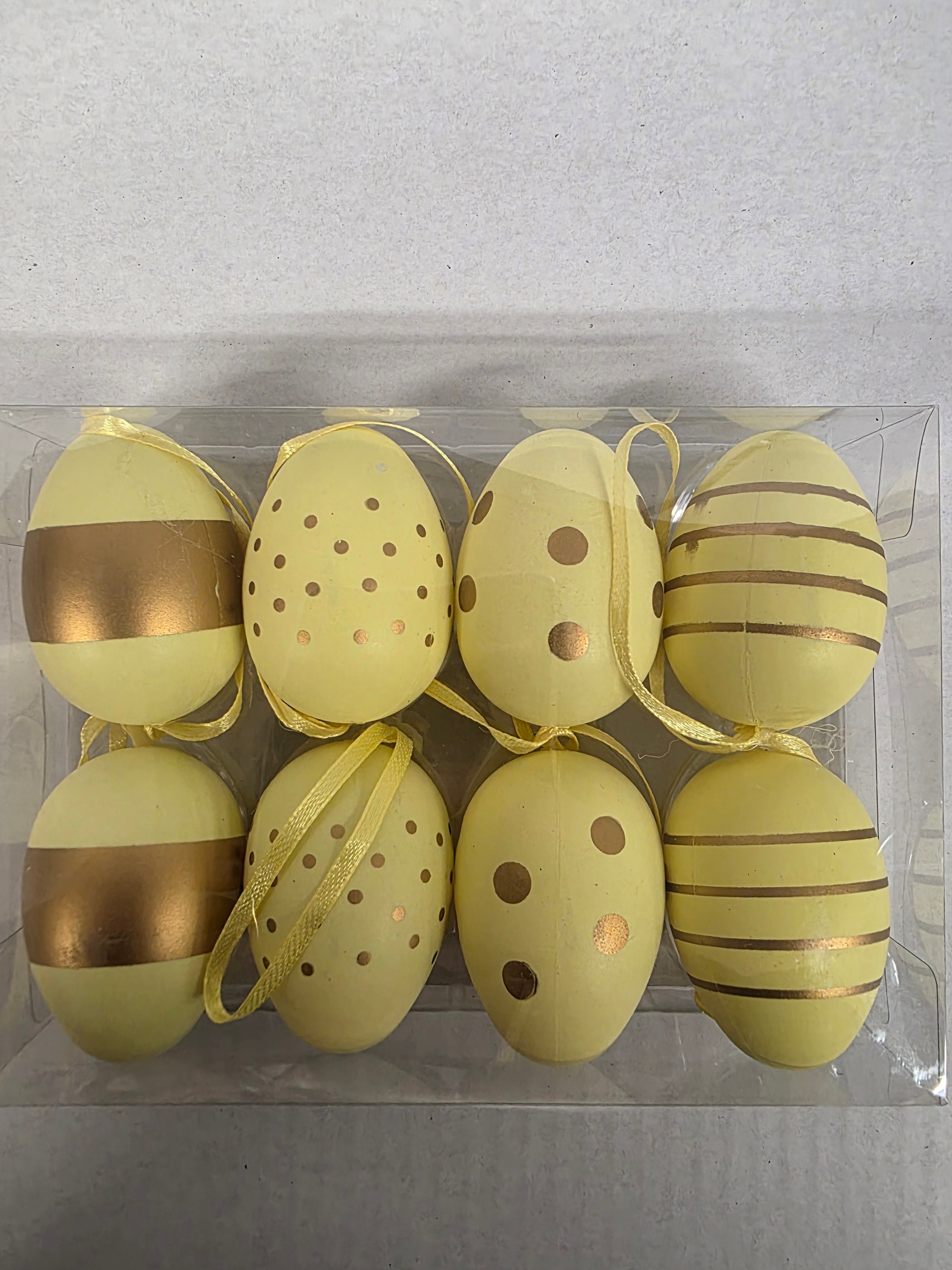 Plastic Eggs Hanging Yellow 6cm X8 (PACK OF 3)