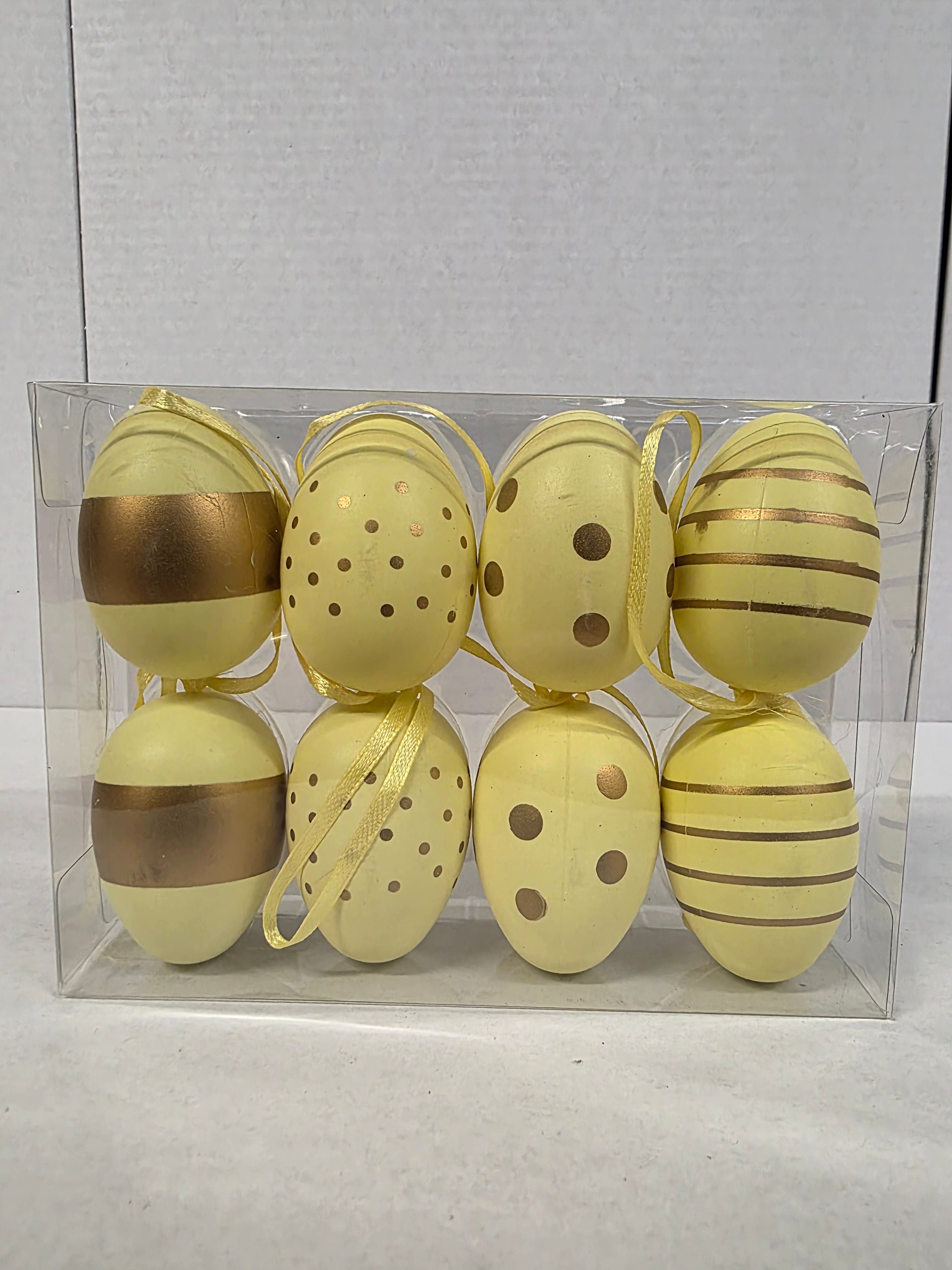 Plastic Eggs Hanging Yellow 6cm X8 (PACK OF 3)