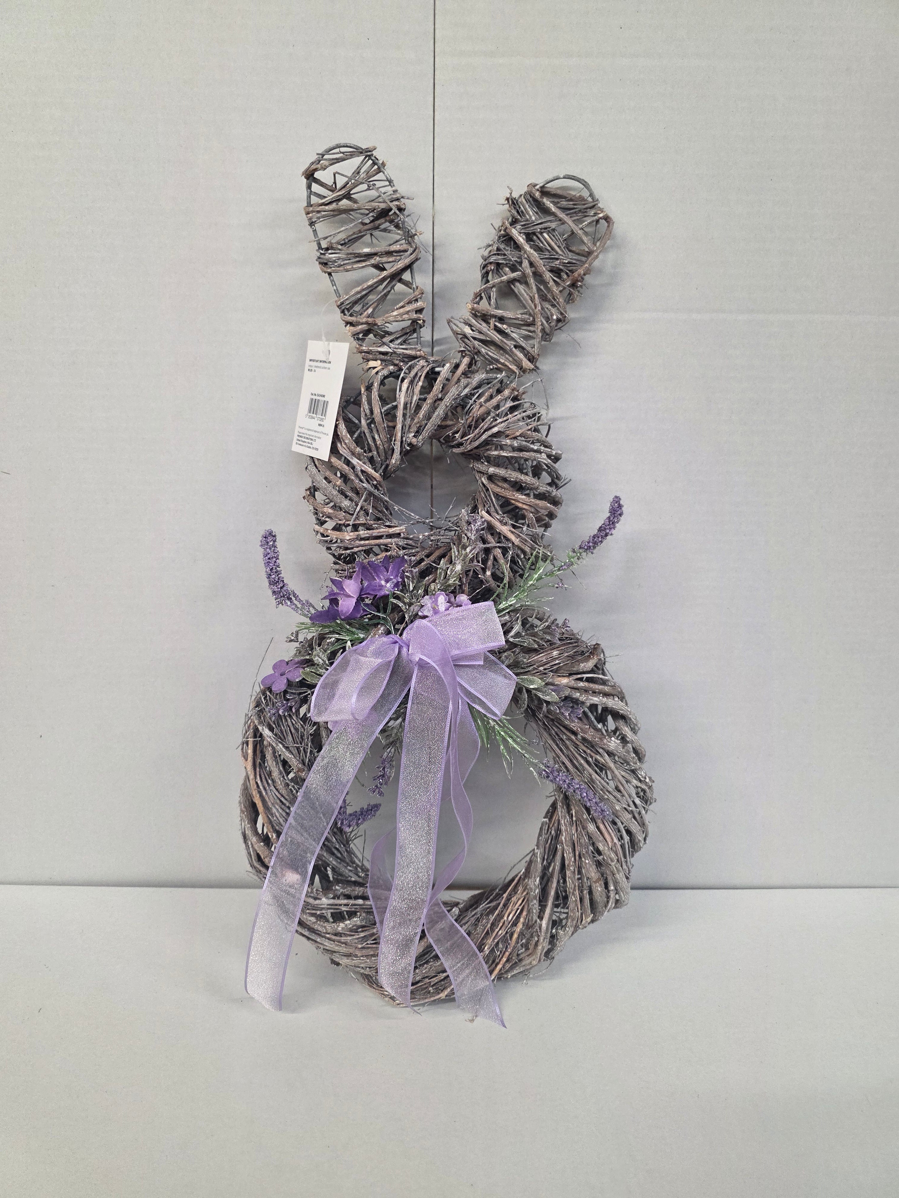 Wreath Rabbit With Lilac Bow 50cm