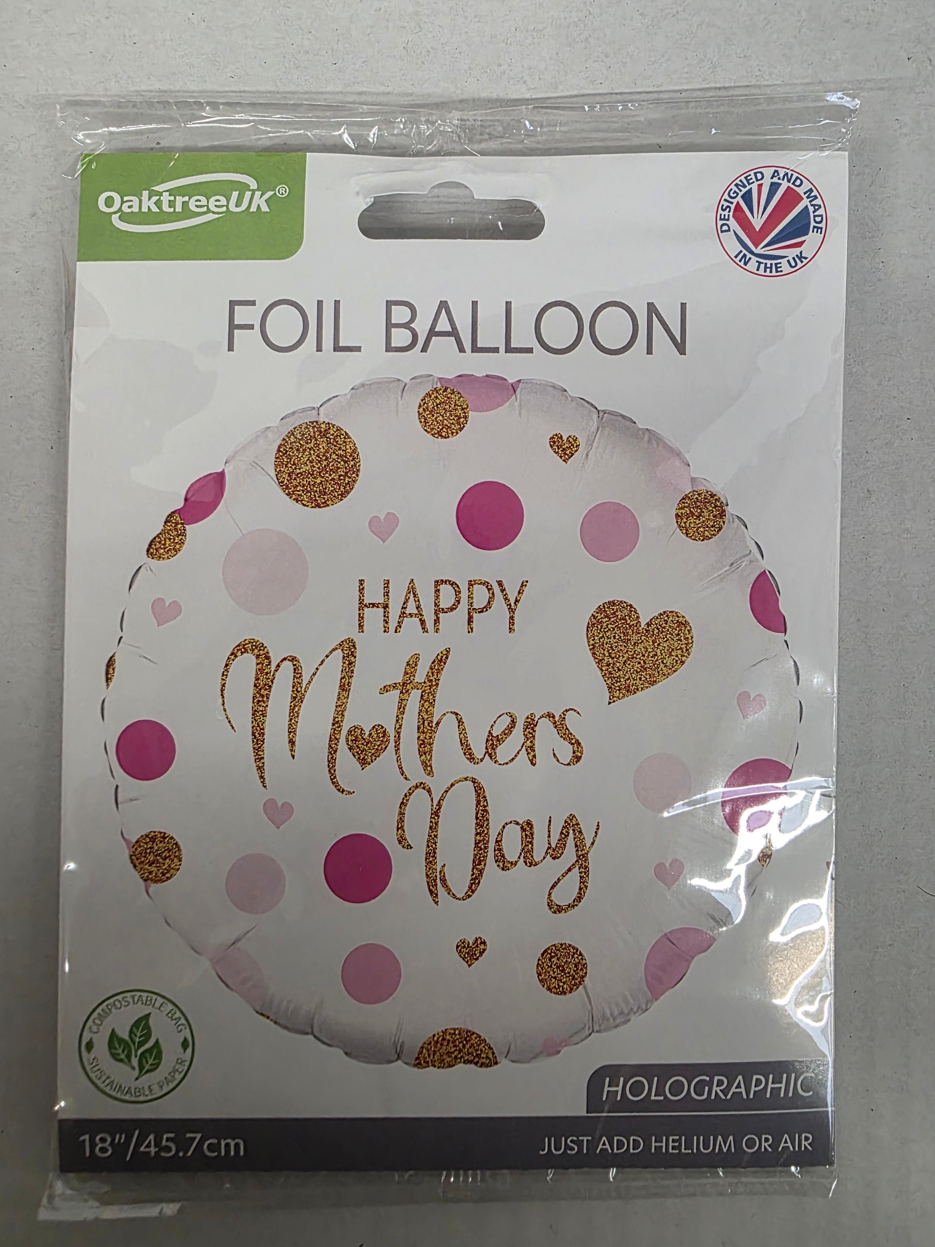 Balloon 18 Inch Mother Day Pink Confetti (PACK OF 5)