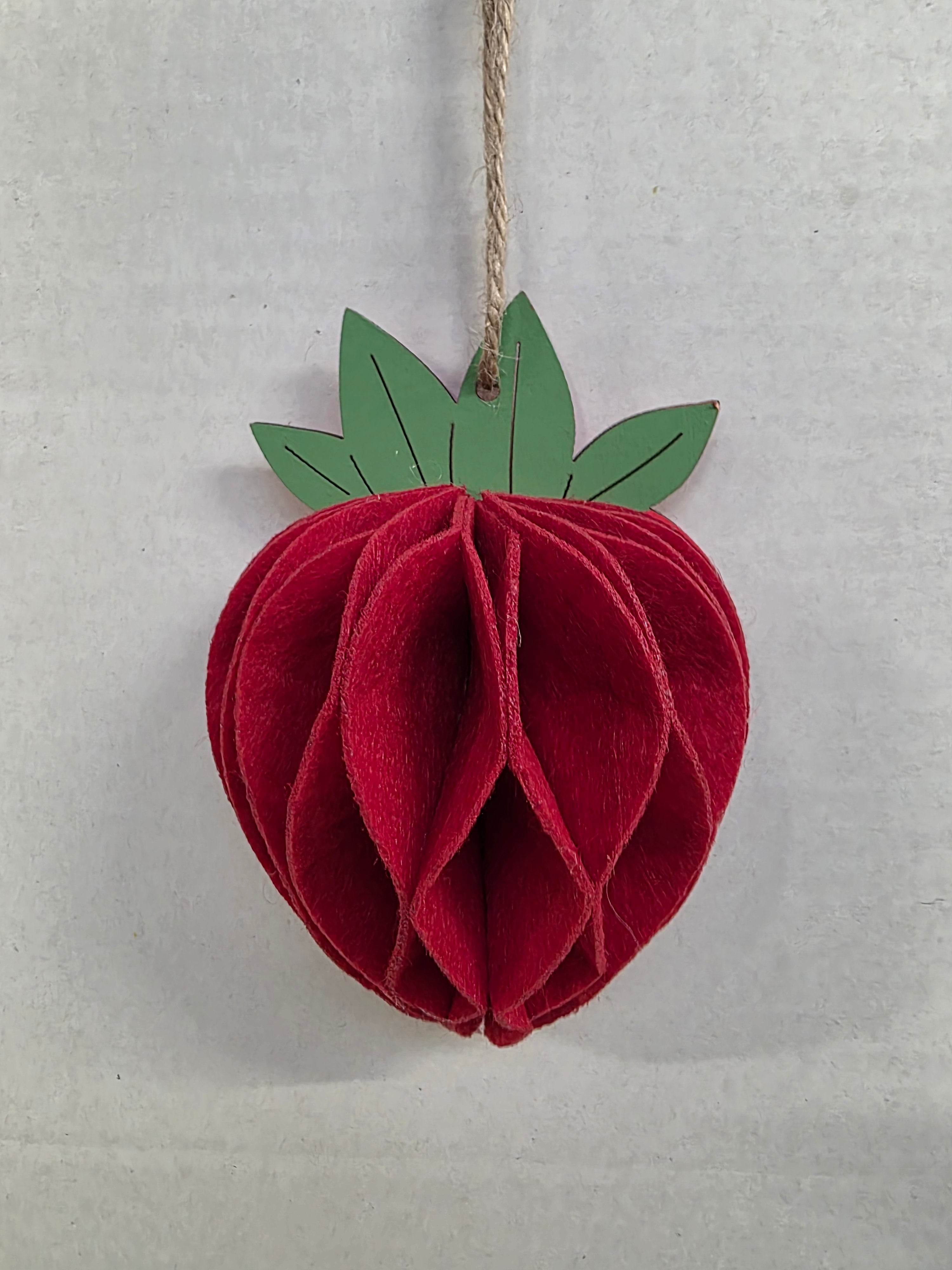 Felt Hanger Strawberry Red 8x4x11cm (pack of 3)