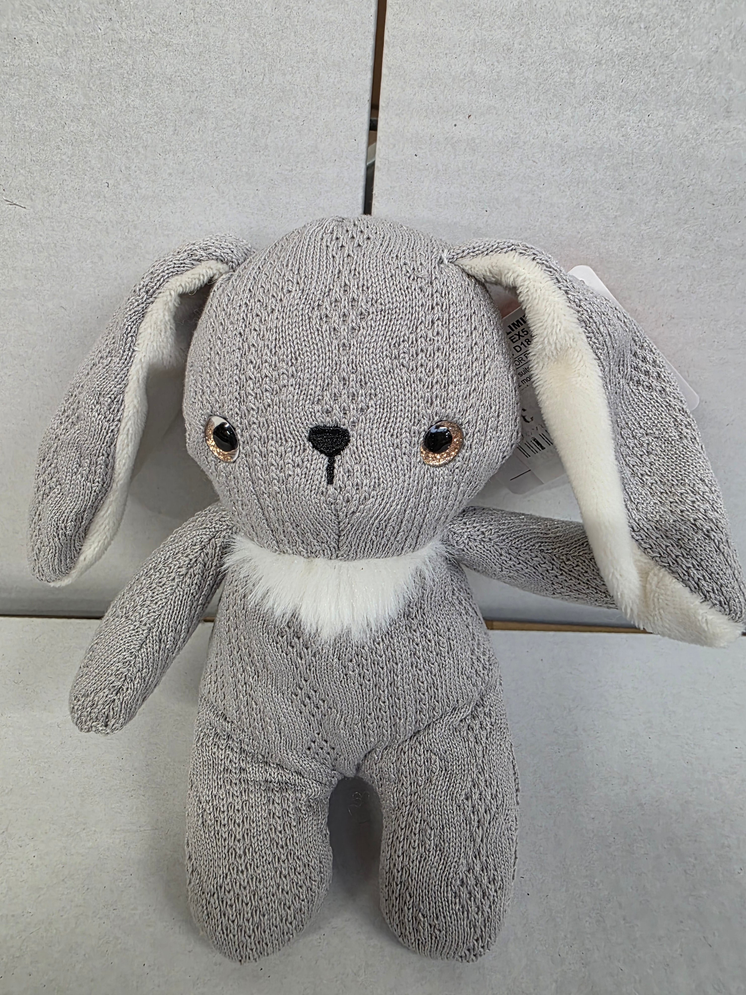 Knitted Bunny 14cm Grey (PACK OF 2)