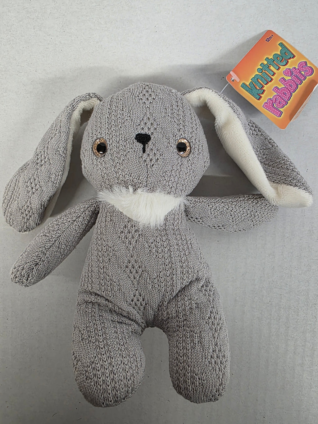 Knitted Bunny 14cm Grey (PACK OF 2)