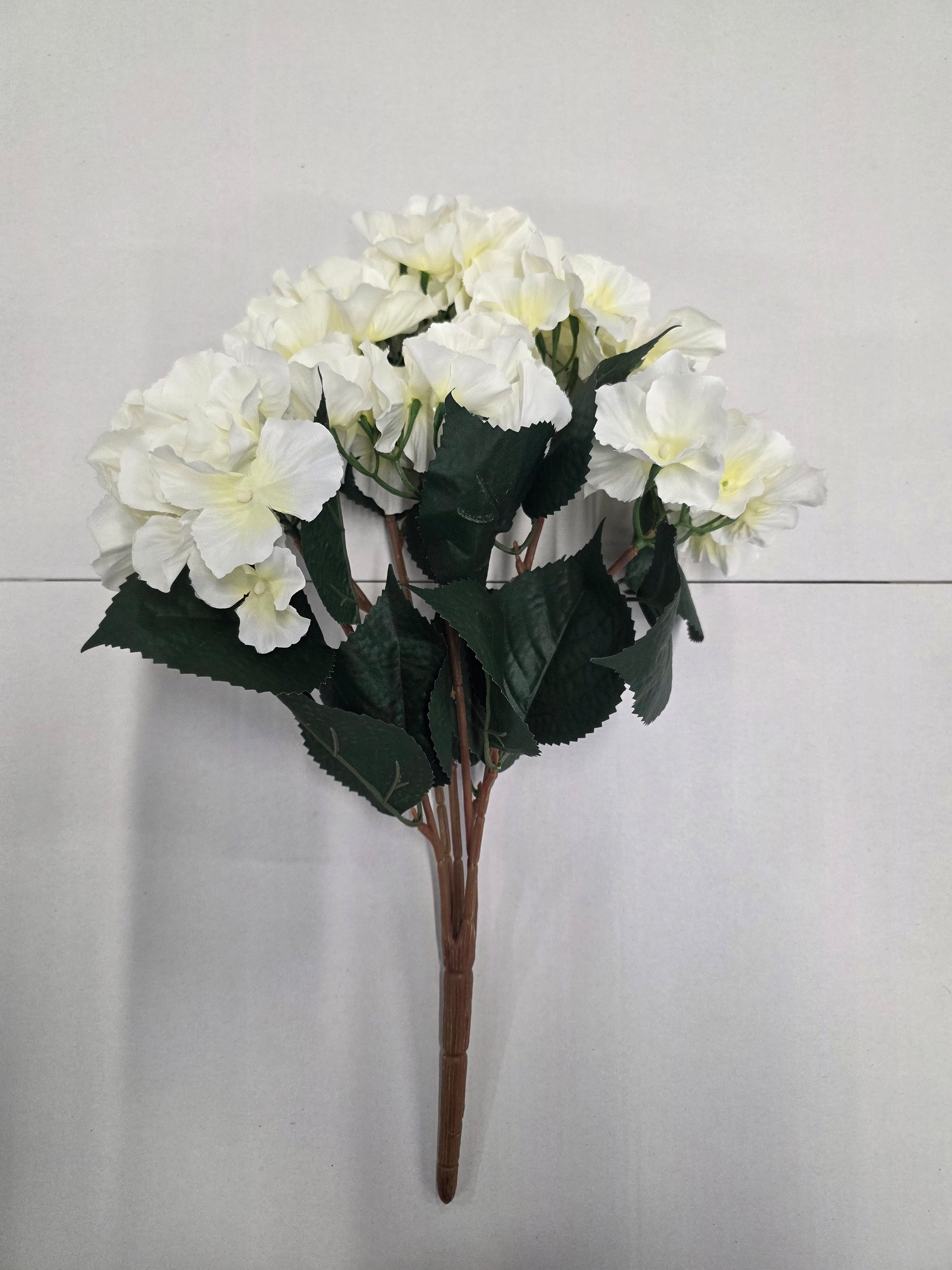 Artificial Hydrangea Ivory Bush X5 (pack of 2)