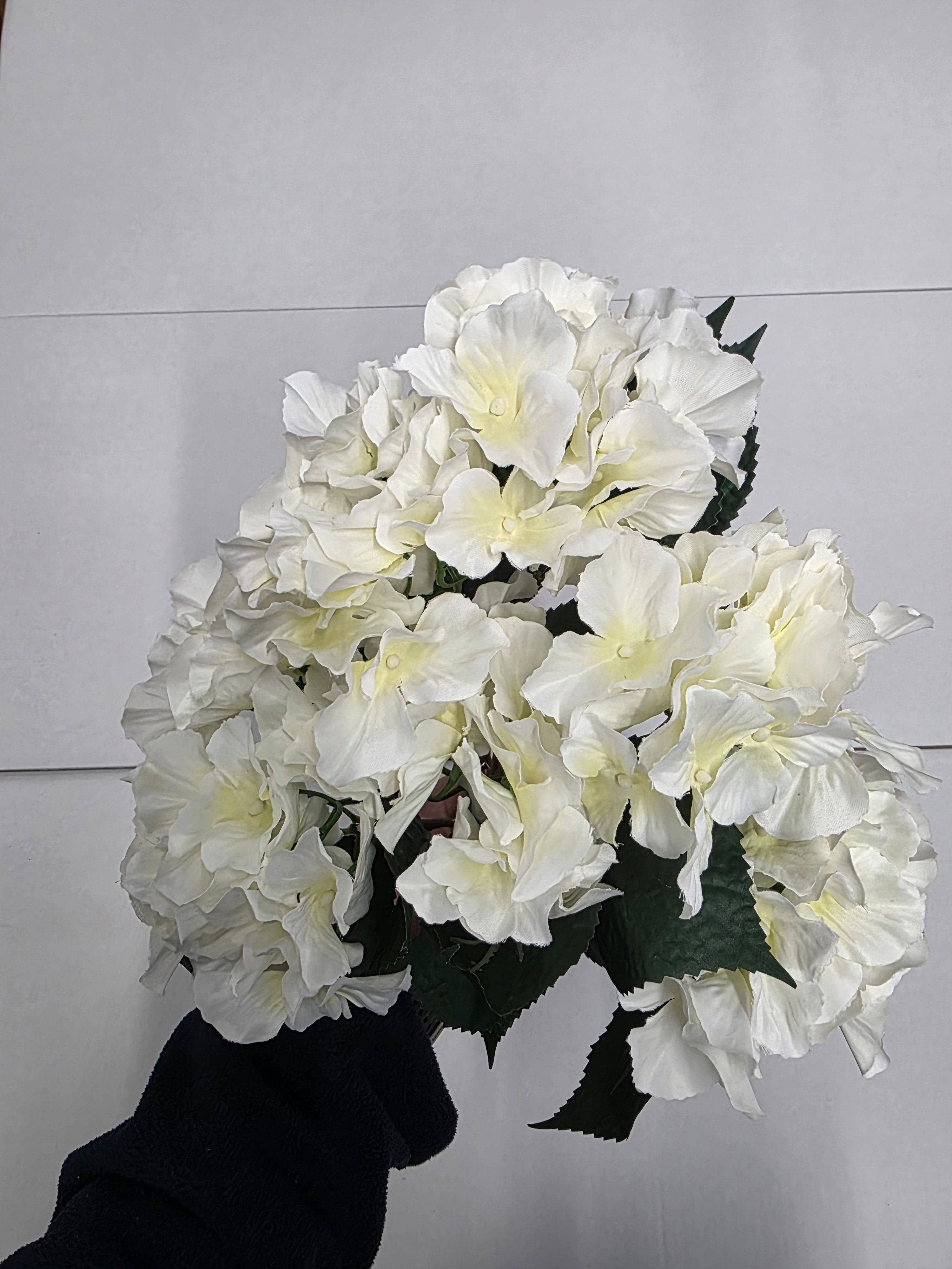 Artificial Hydrangea Ivory Bush X5 (pack of 2)