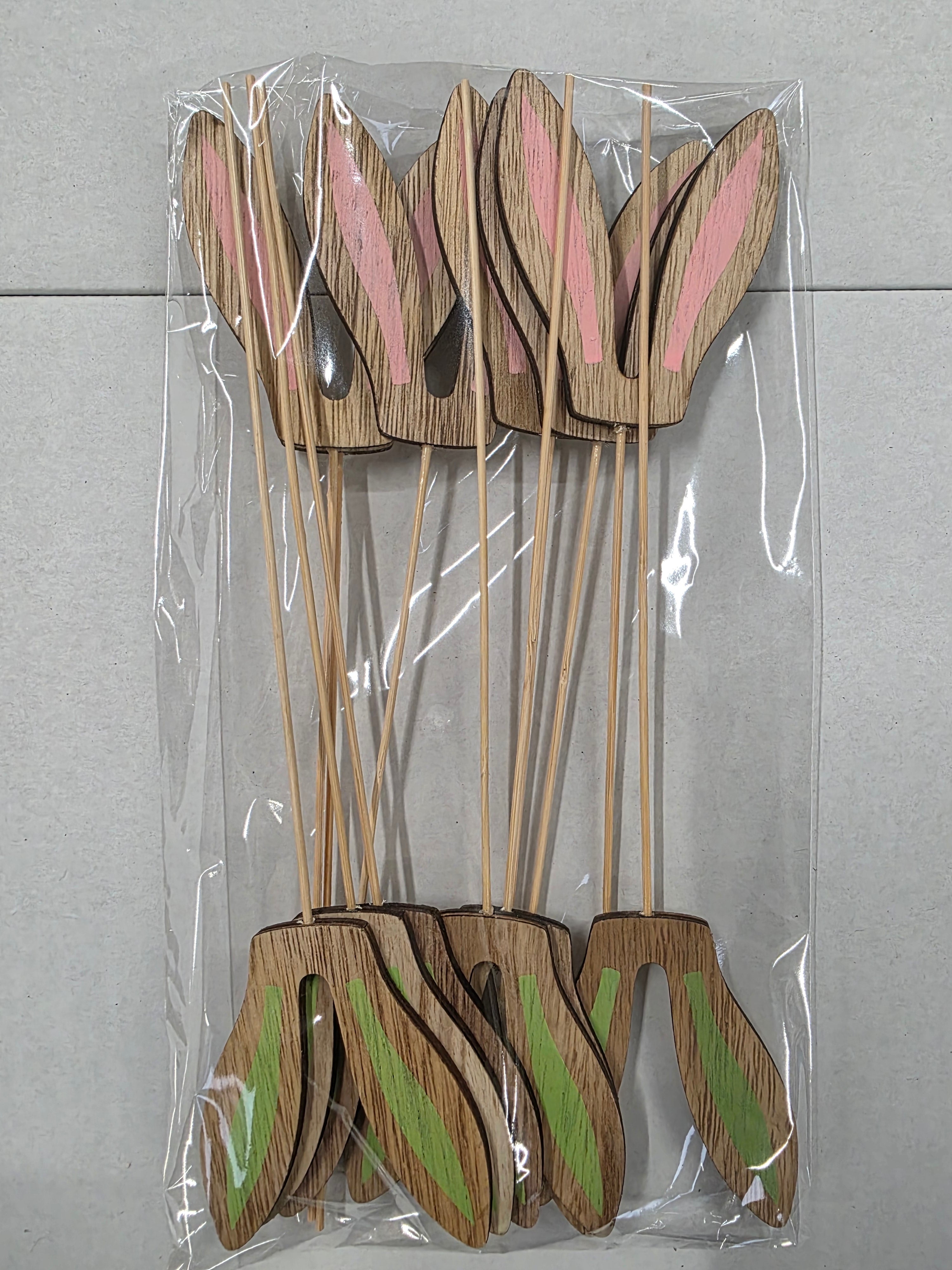Wooden Rabbit Ears Mix 7x8cm X12