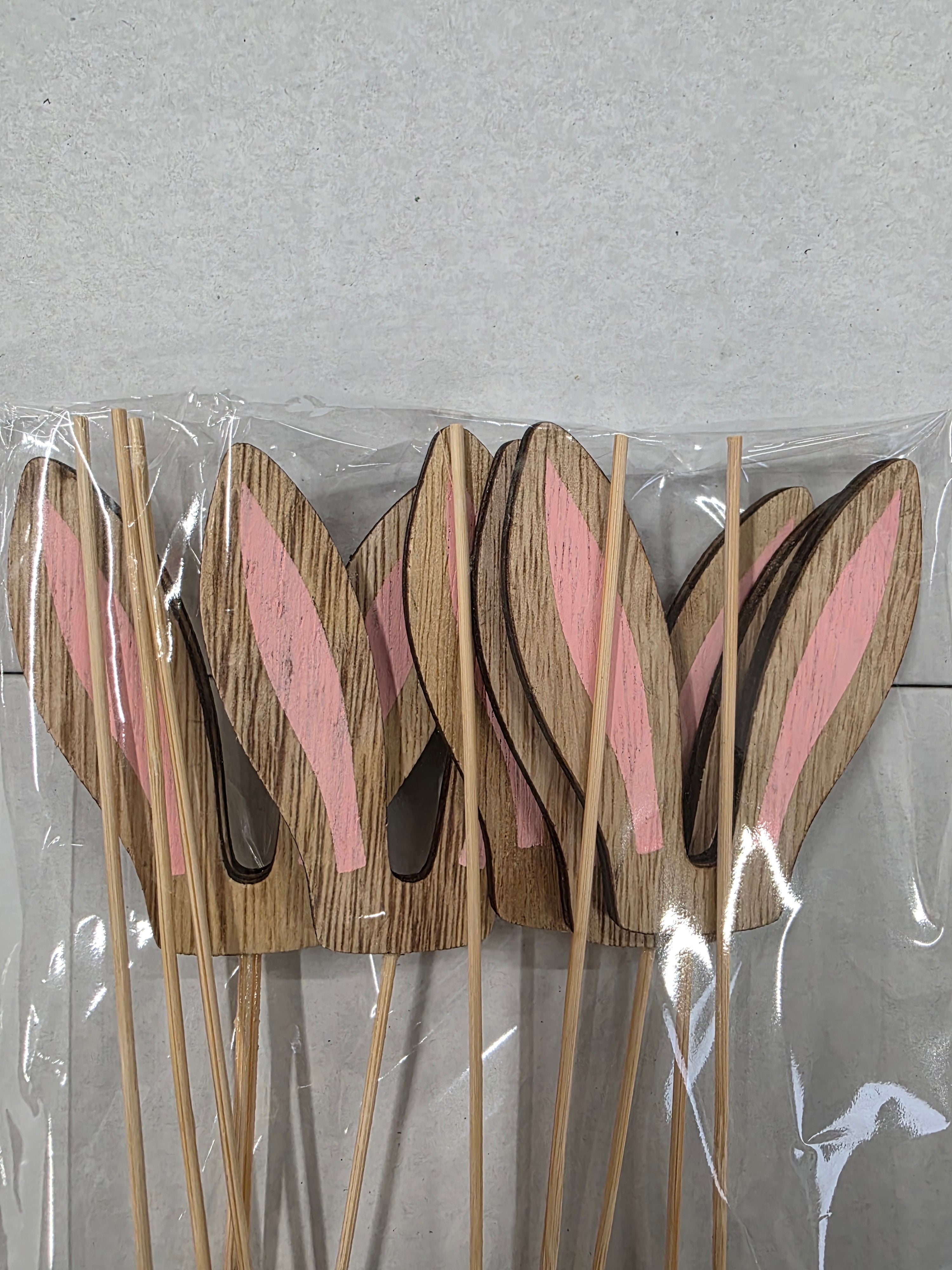 Wooden Rabbit Ears Mix 7x8cm X12
