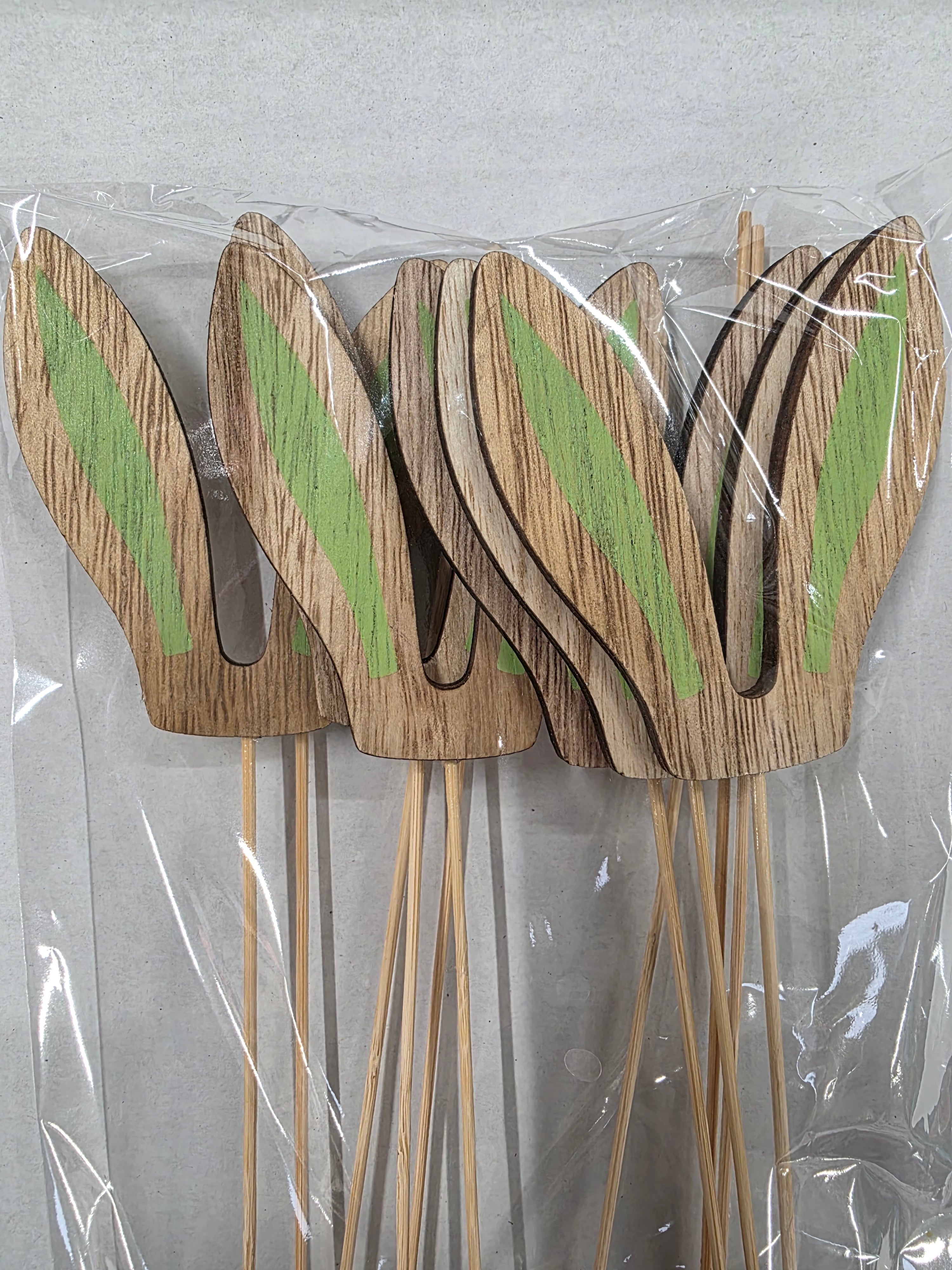 Wooden Rabbit Ears Mix 7x8cm X12
