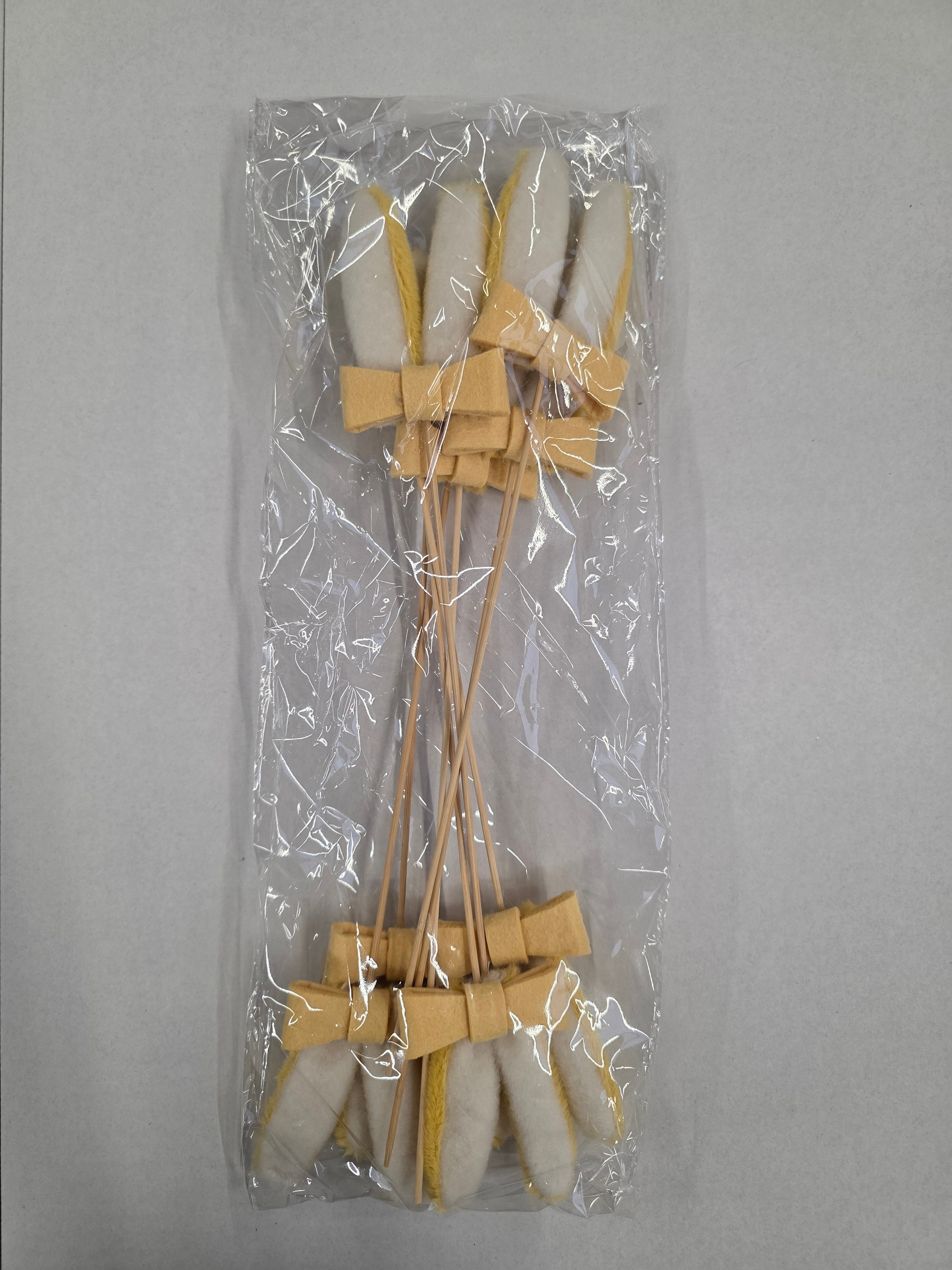 Felt Rabbit Ears Stick 6x8.5cm X8 Yellow