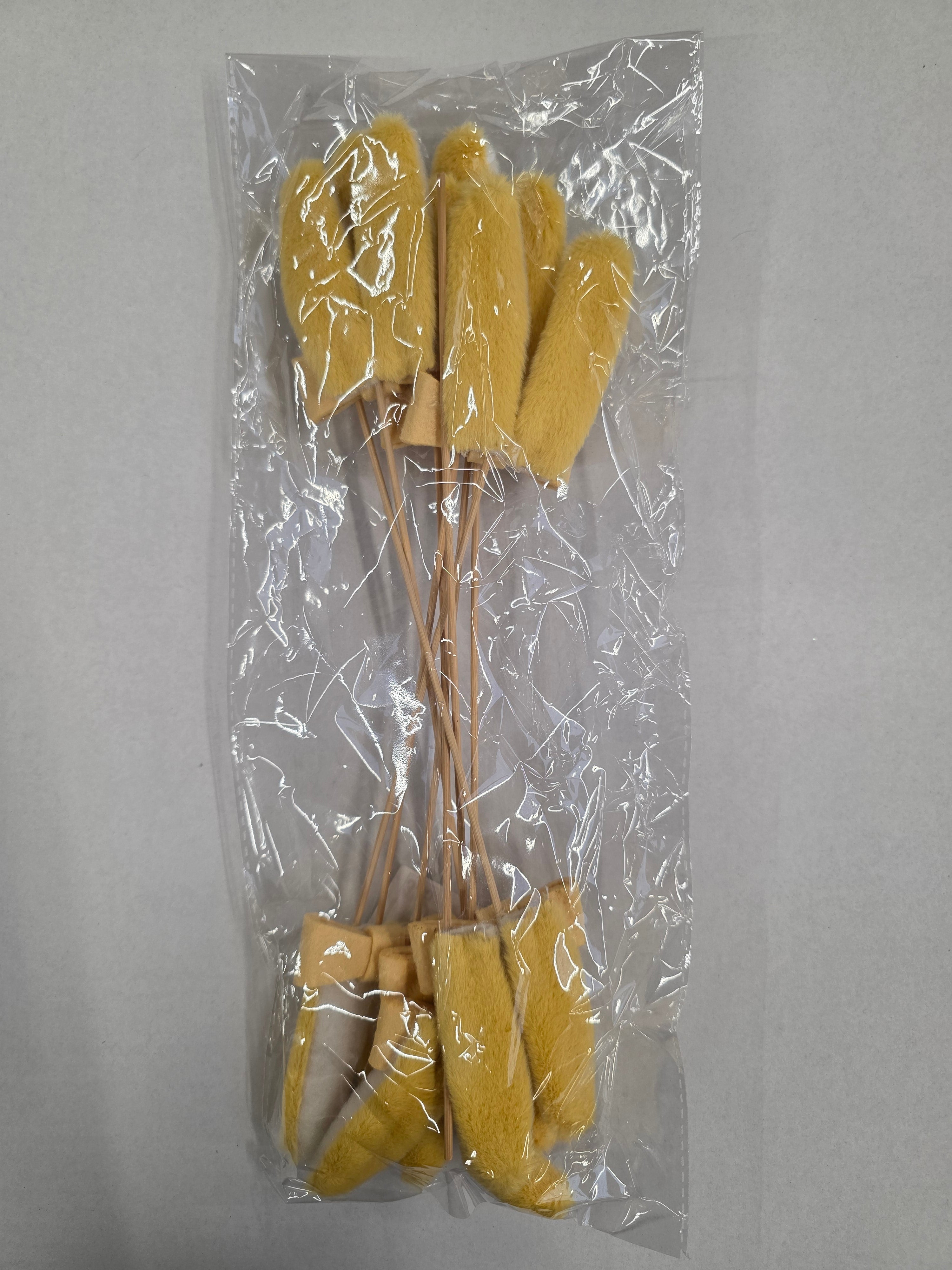 Felt Rabbit Ears Stick 6x8.5cm X8 Yellow