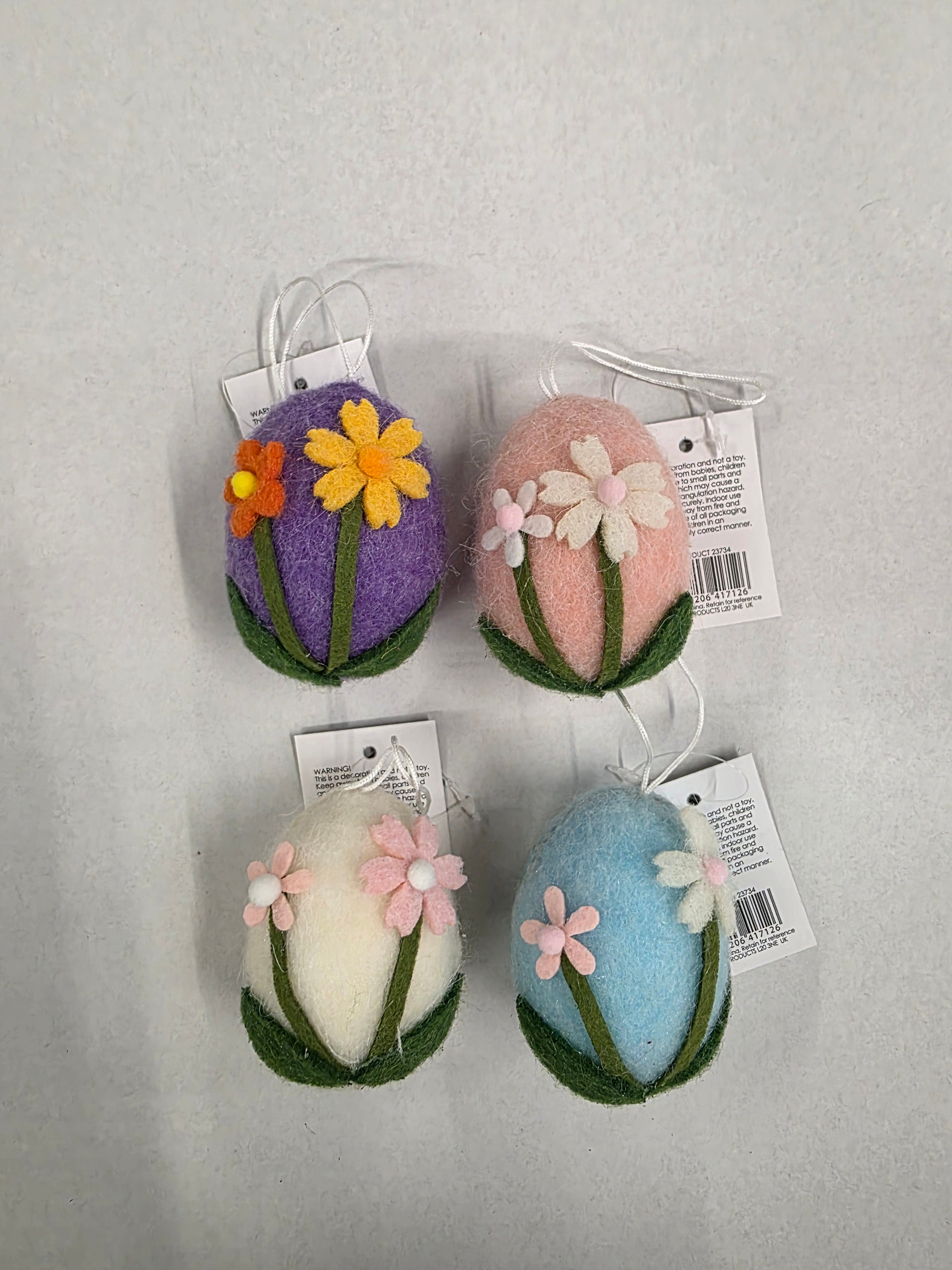 Floral Hanging Eggs Assorted Wool 7cm (pack of 5)