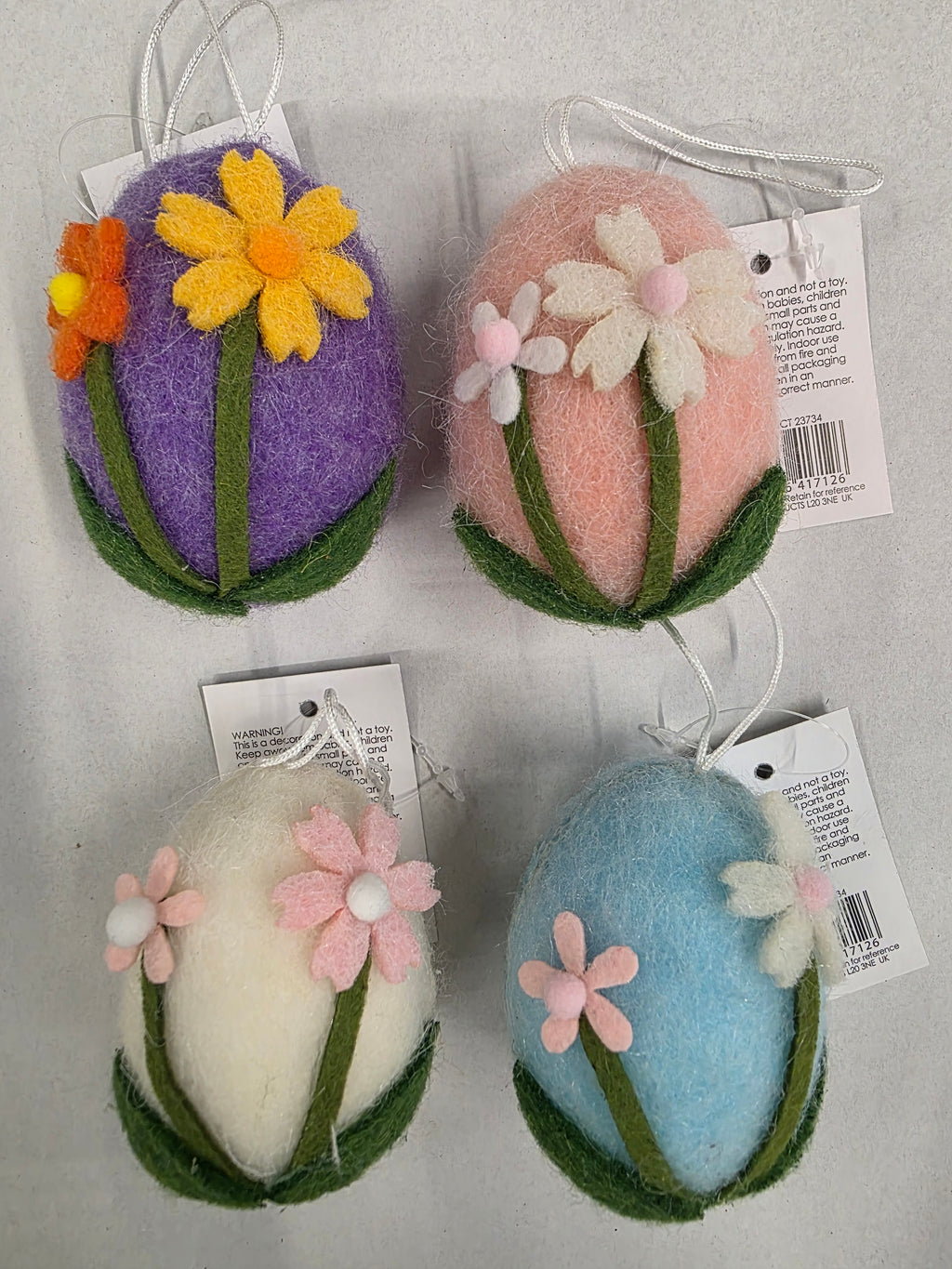 Floral Hanging Eggs Assorted Wool 7cm (pack of 5)