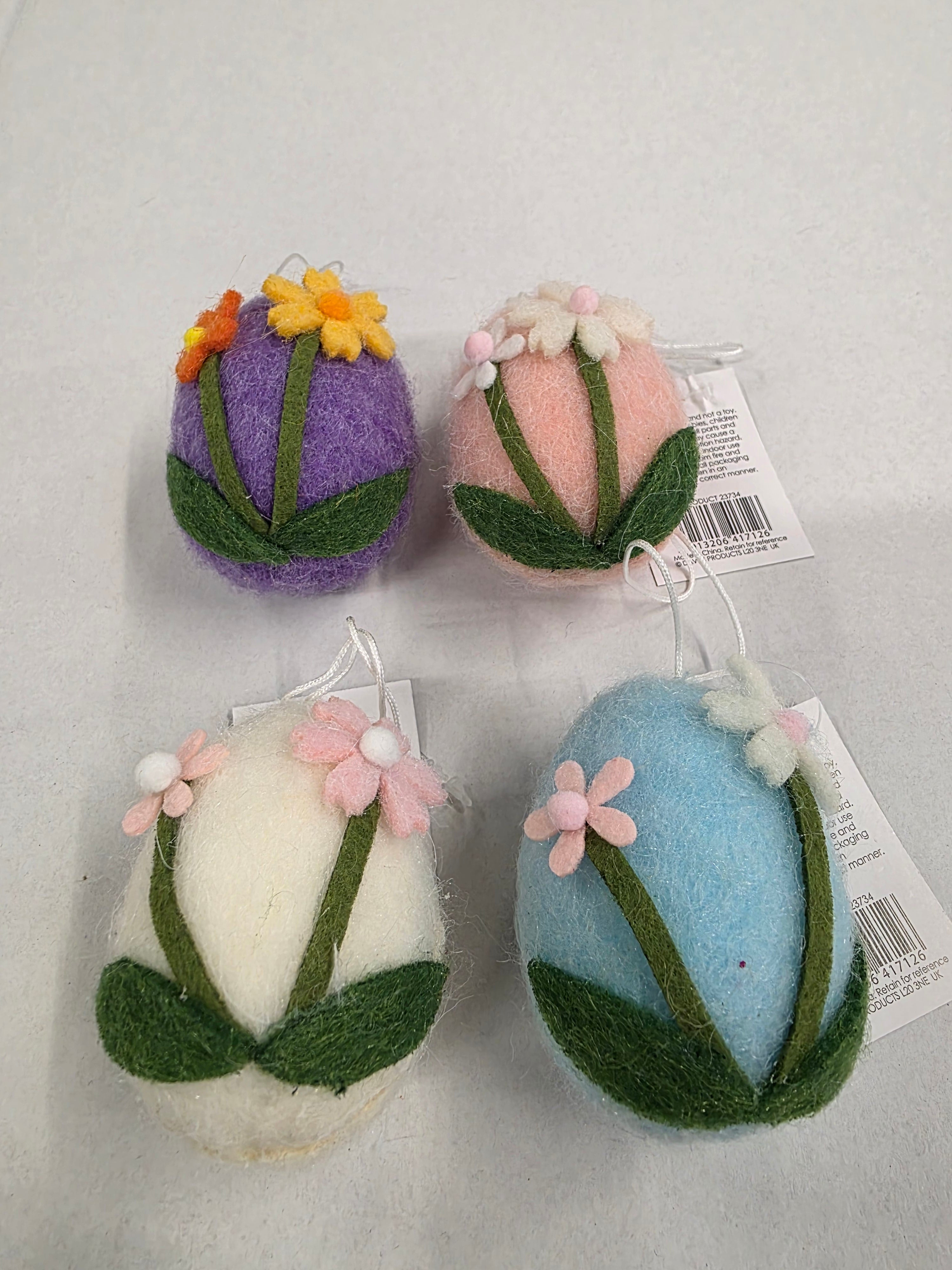 Floral Hanging Eggs Assorted Wool 7cm (pack of 5)