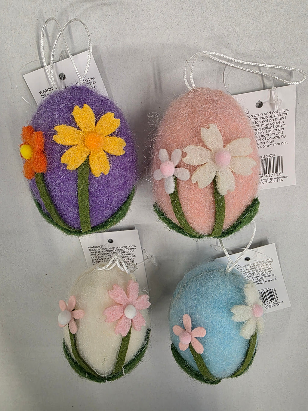 Floral Hanging Eggs Assorted Wool 7cm (pack of 5)