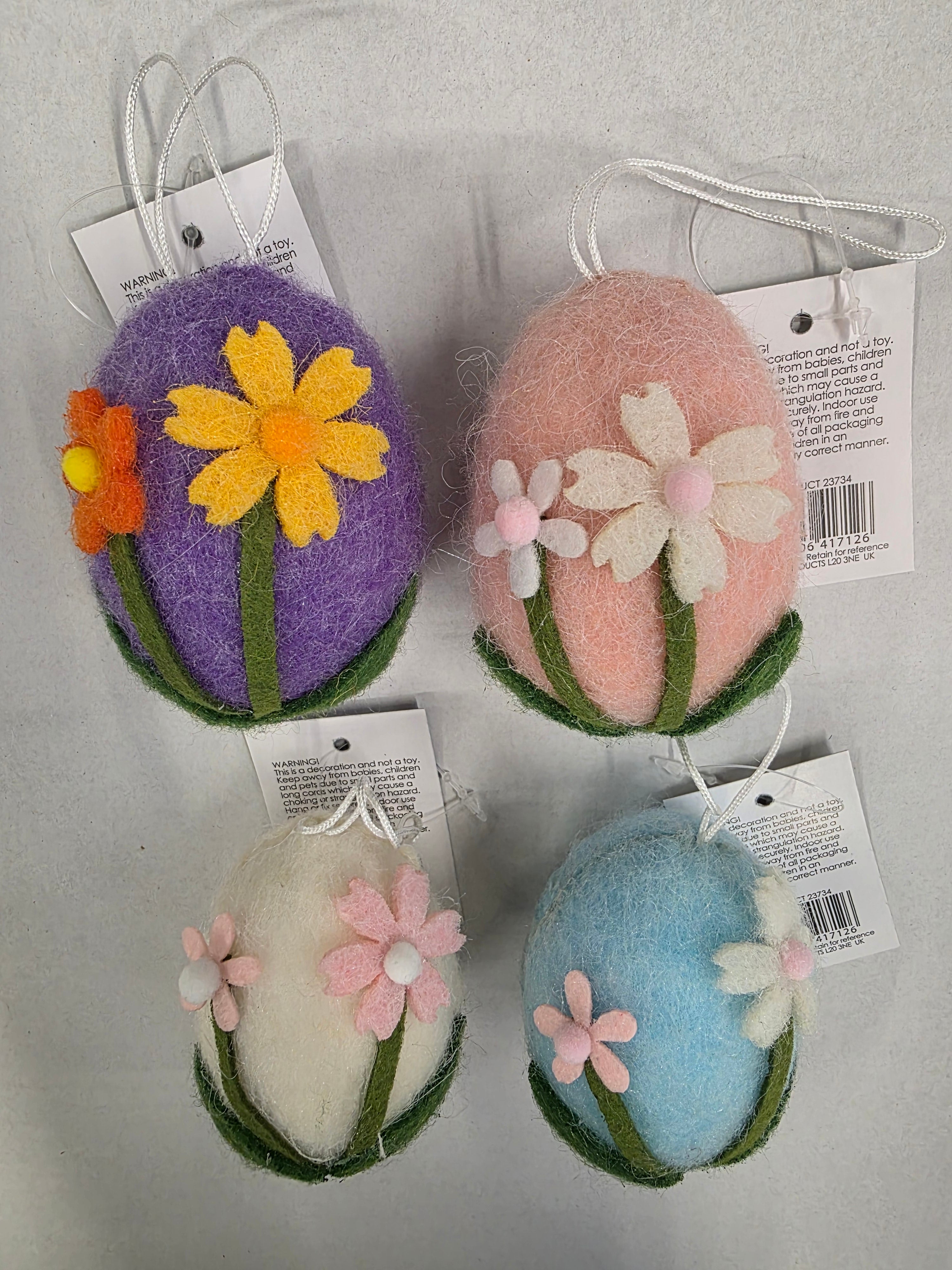 Floral Hanging Eggs Assorted Wool 7cm (pack of 5)