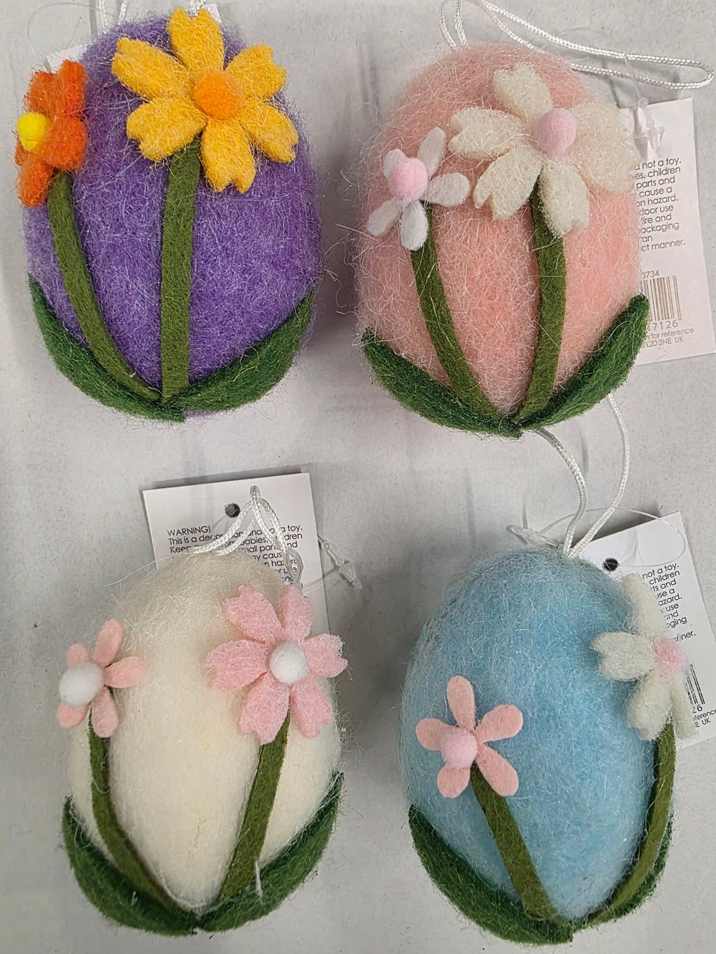 Floral Hanging Eggs Assorted Wool 7cm (pack of 5)