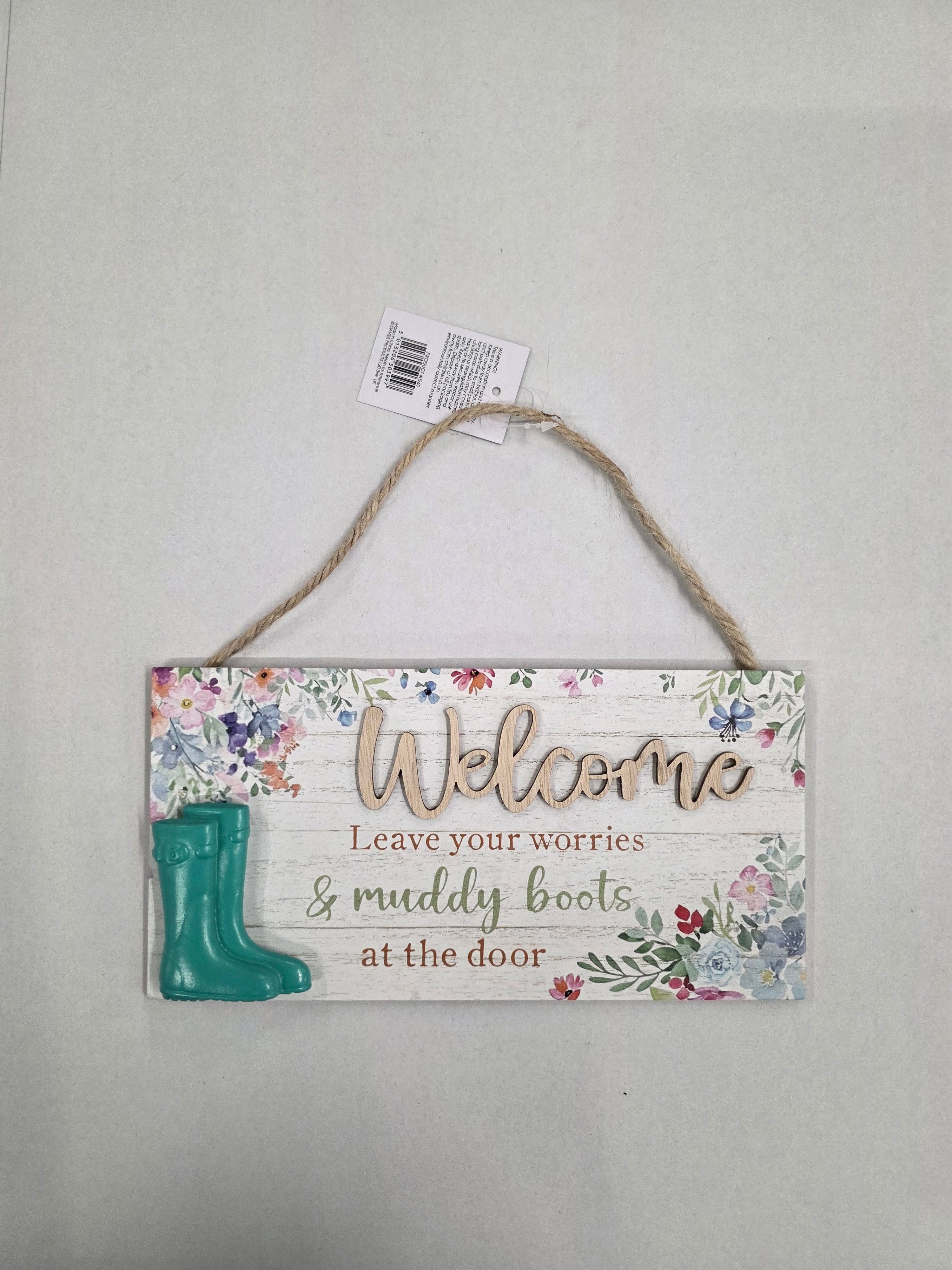 Muddy Boots Welcome 12.5x25cm (pack of 2)