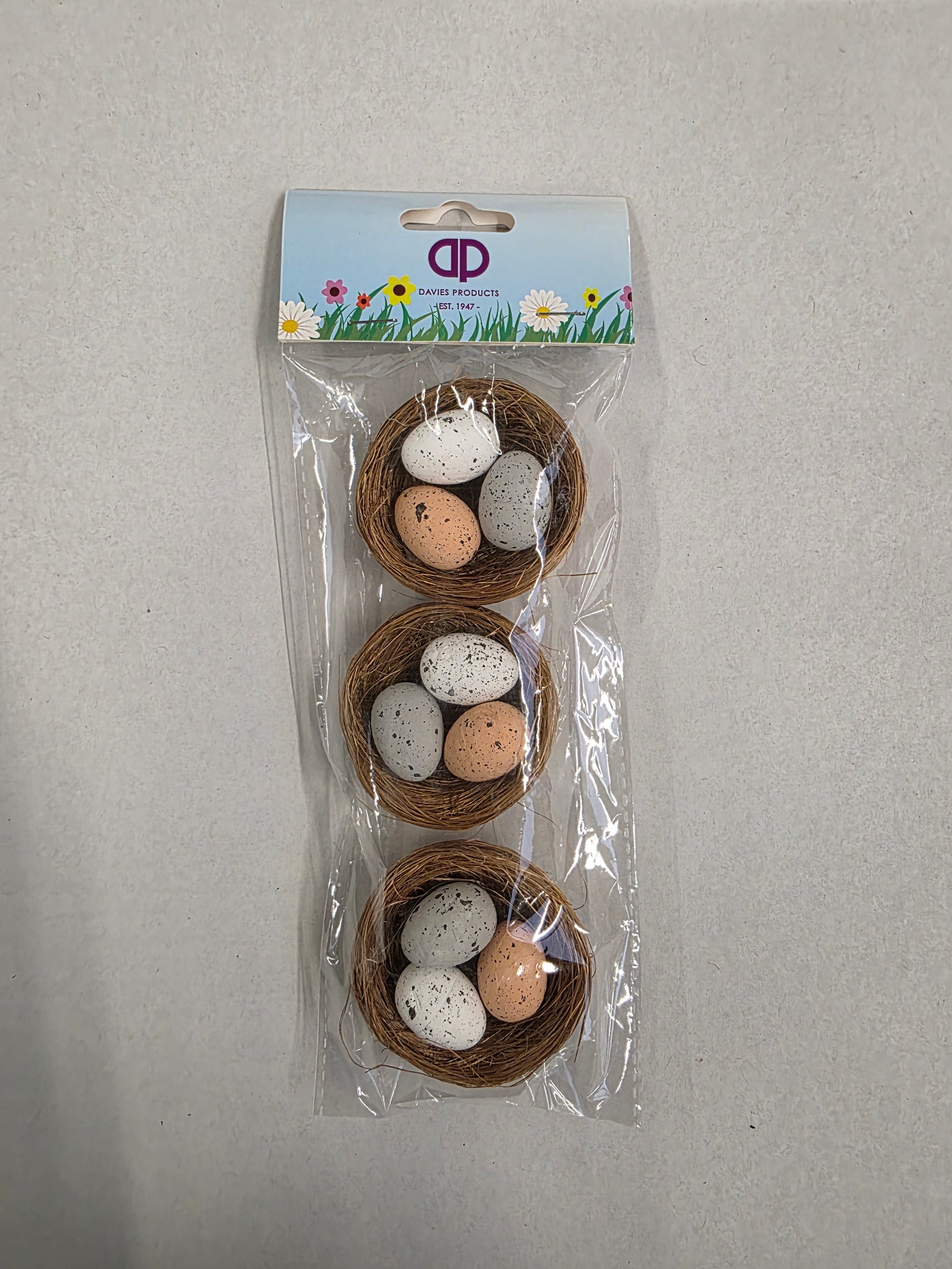 Nest With 3 Eggs 6cm X3 (pack of 3)