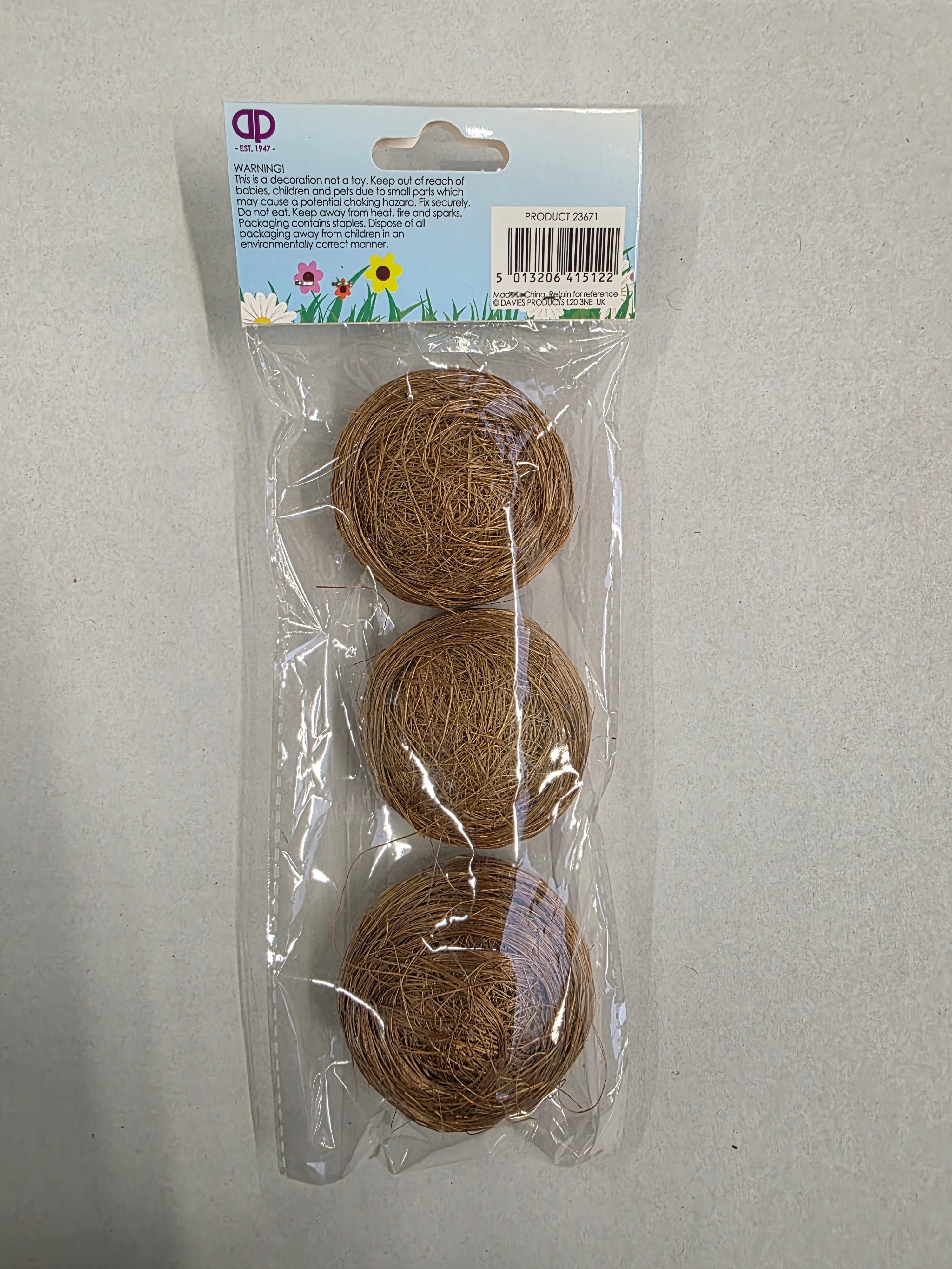 Nest With 3 Eggs 6cm X3 (pack of 3)