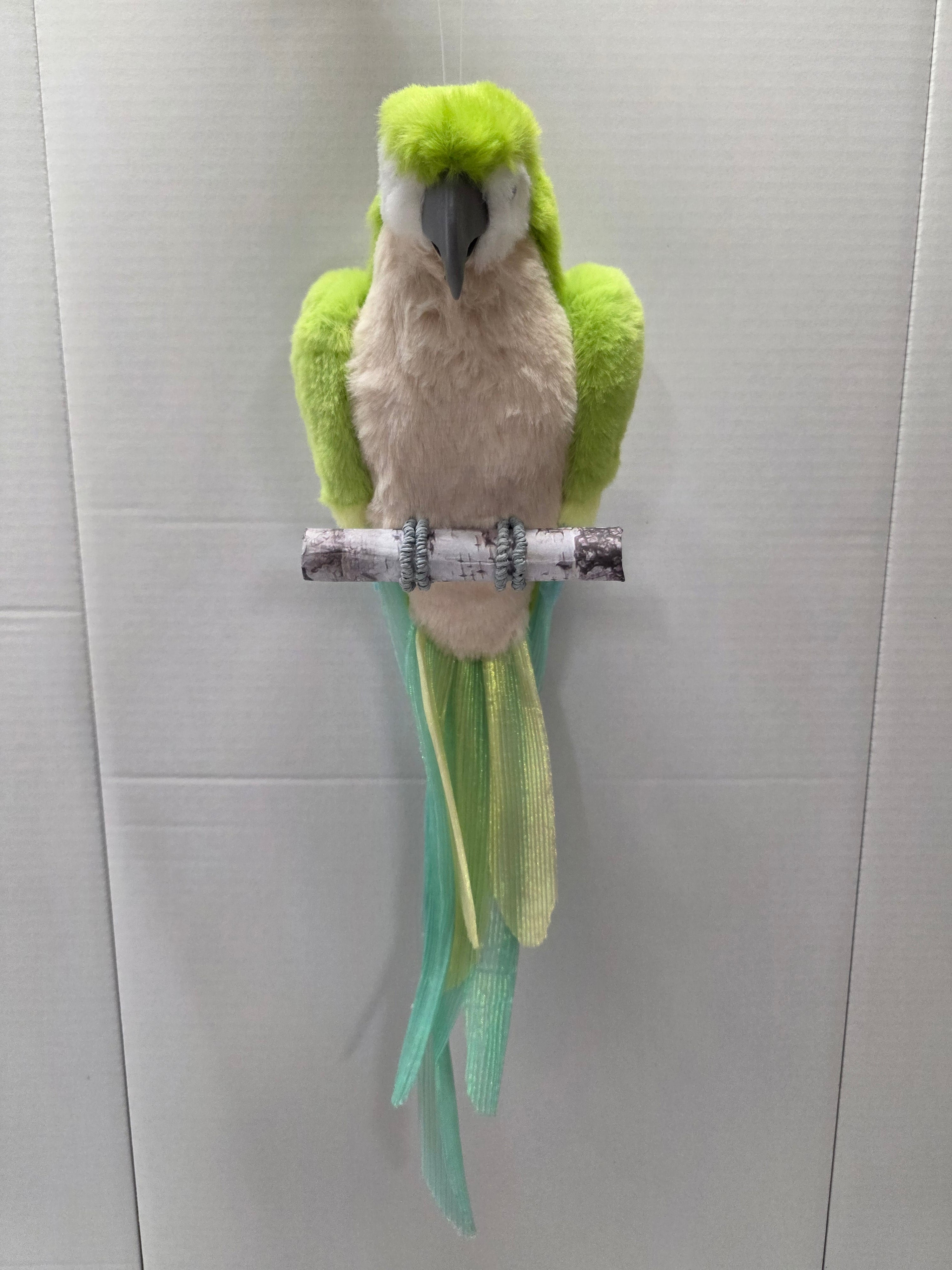 Fabric Parrot Hanger Green 45cm