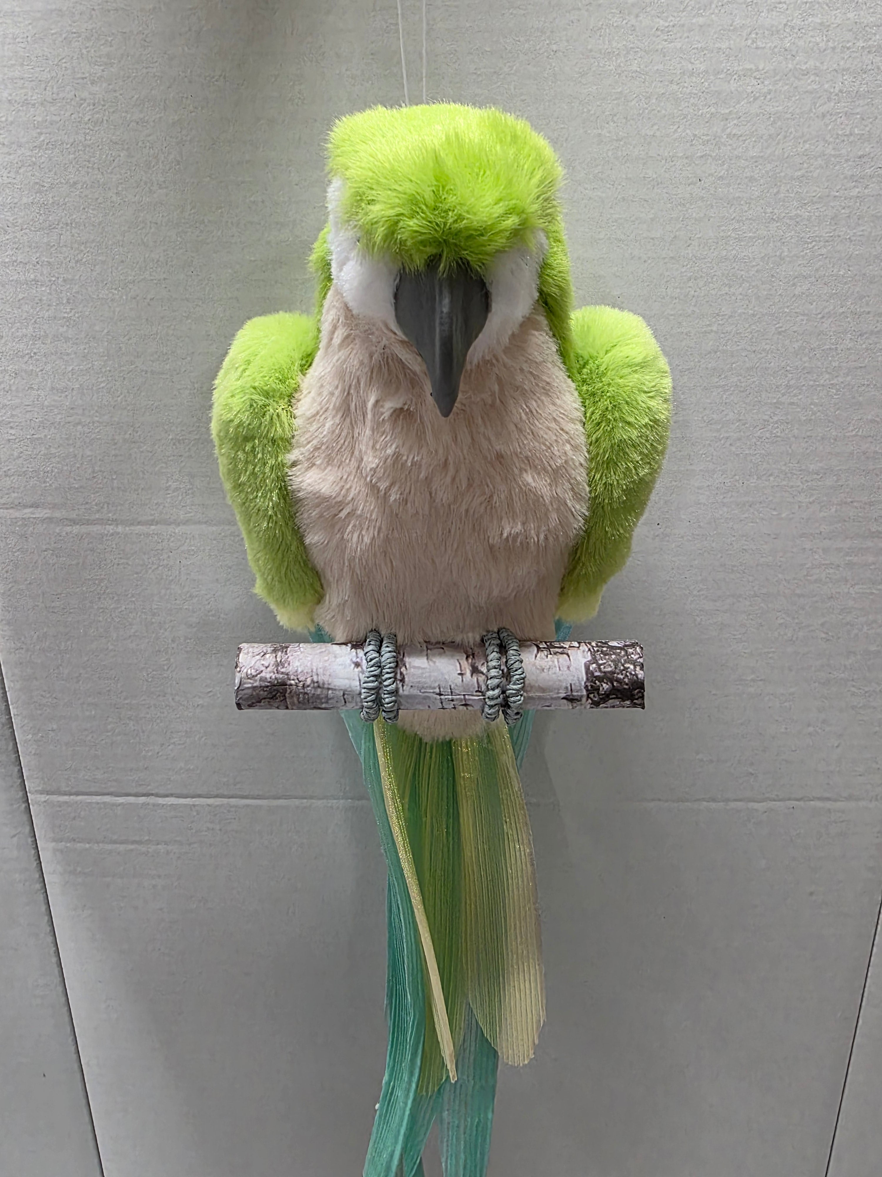 Fabric Parrot Hanger Green 45cm