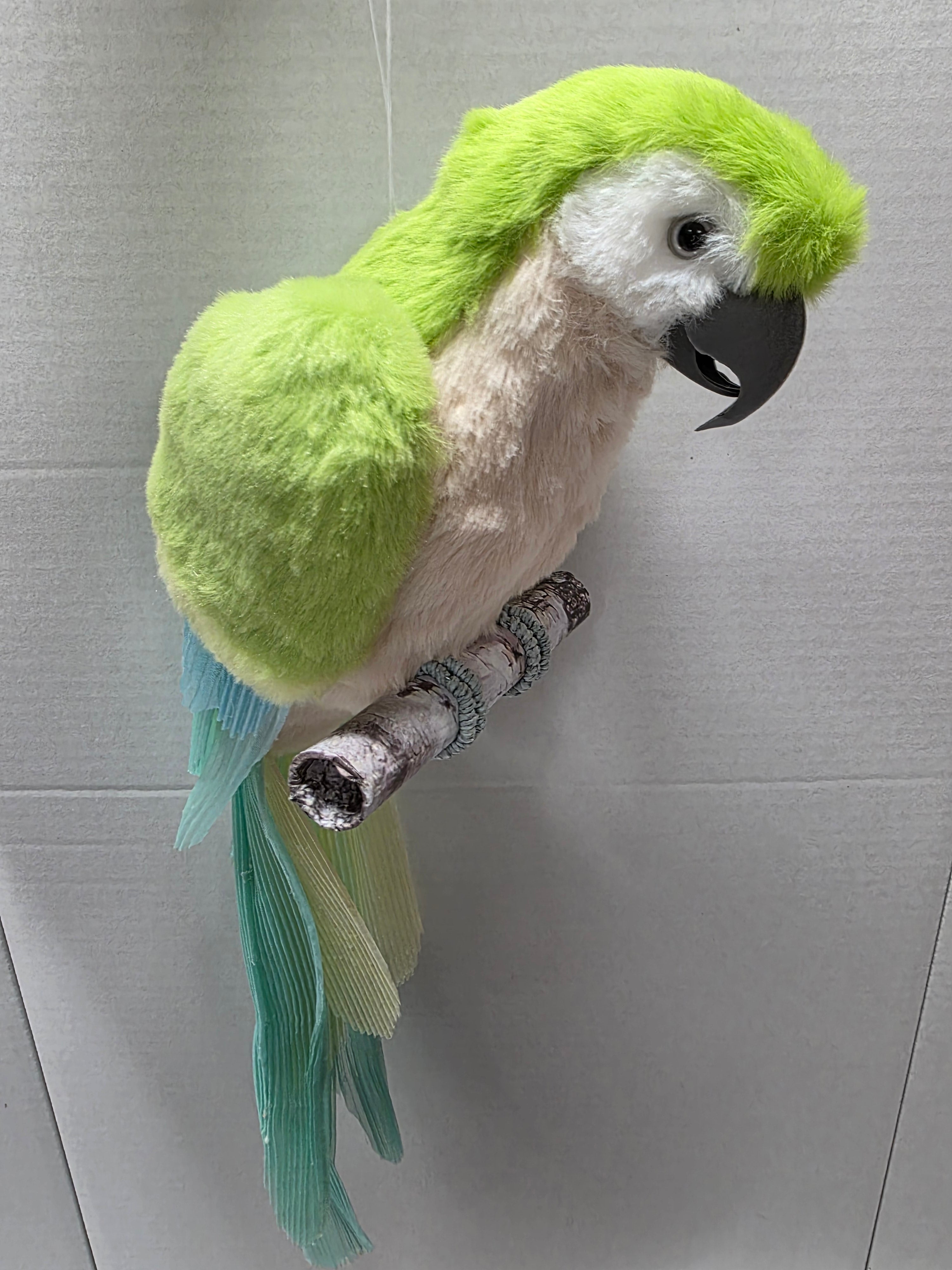 Fabric Parrot Hanger Green 45cm