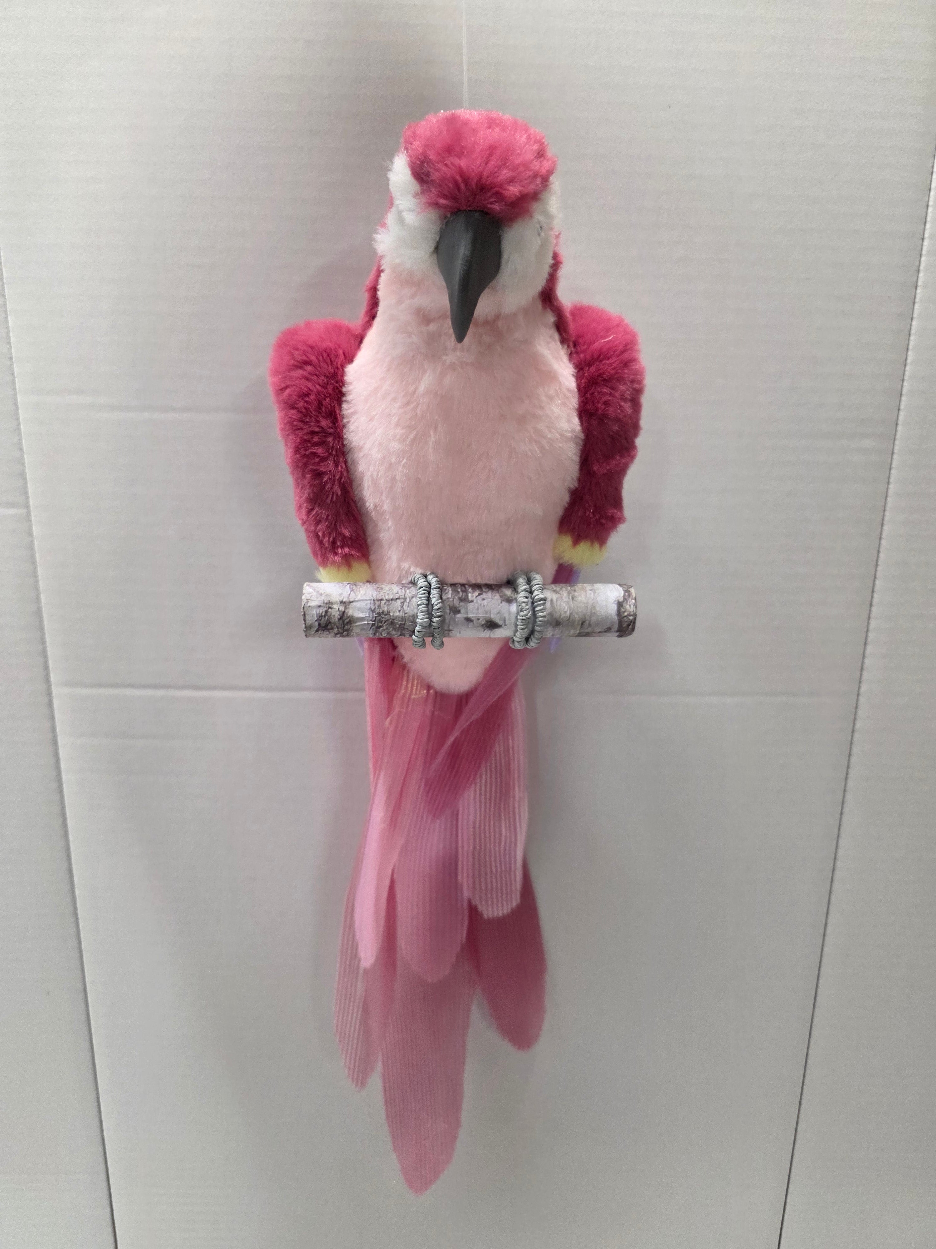 Fabric Parrot Hanger Pink 45cm
