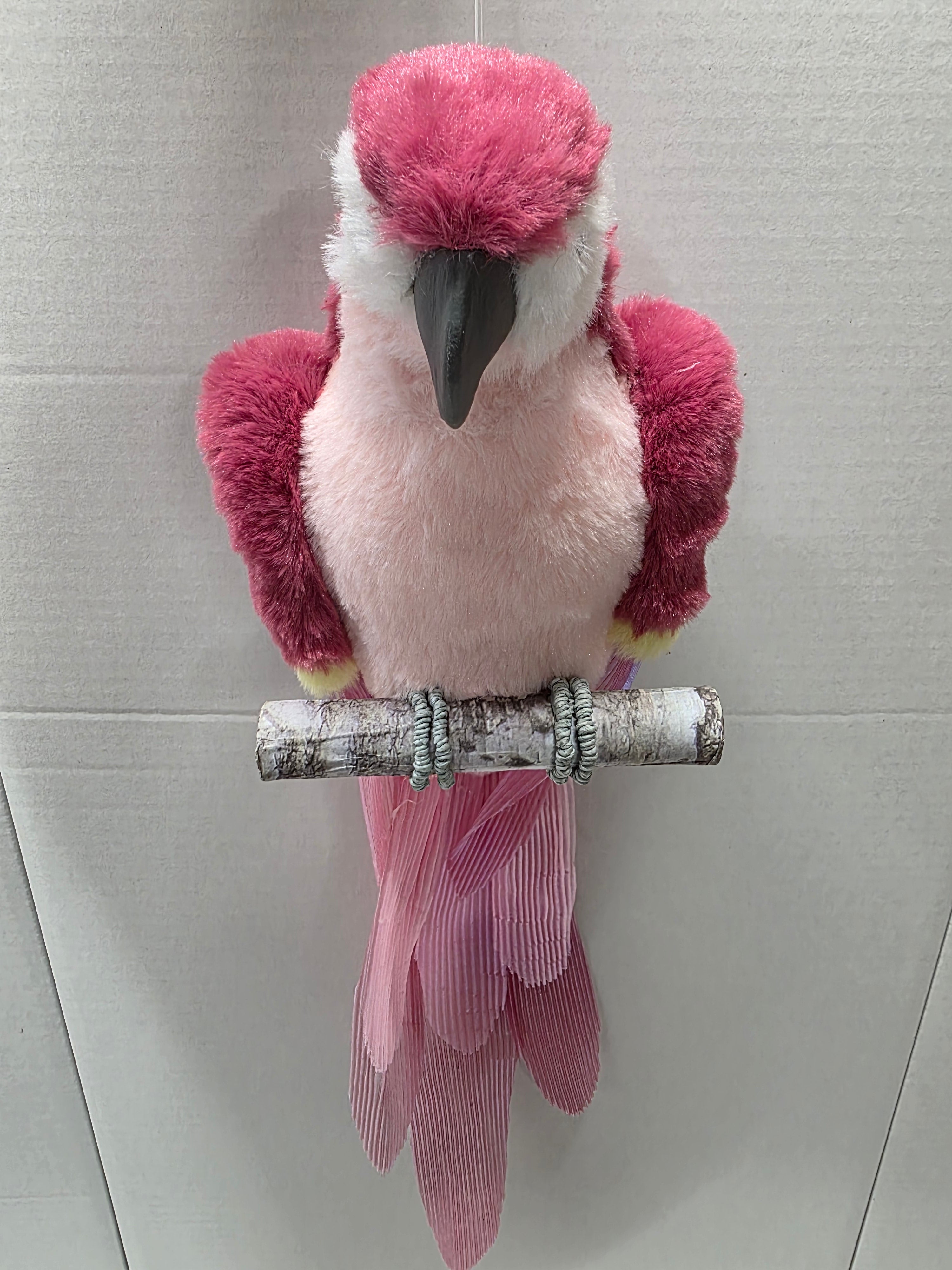 Fabric Parrot Hanger Pink 45cm