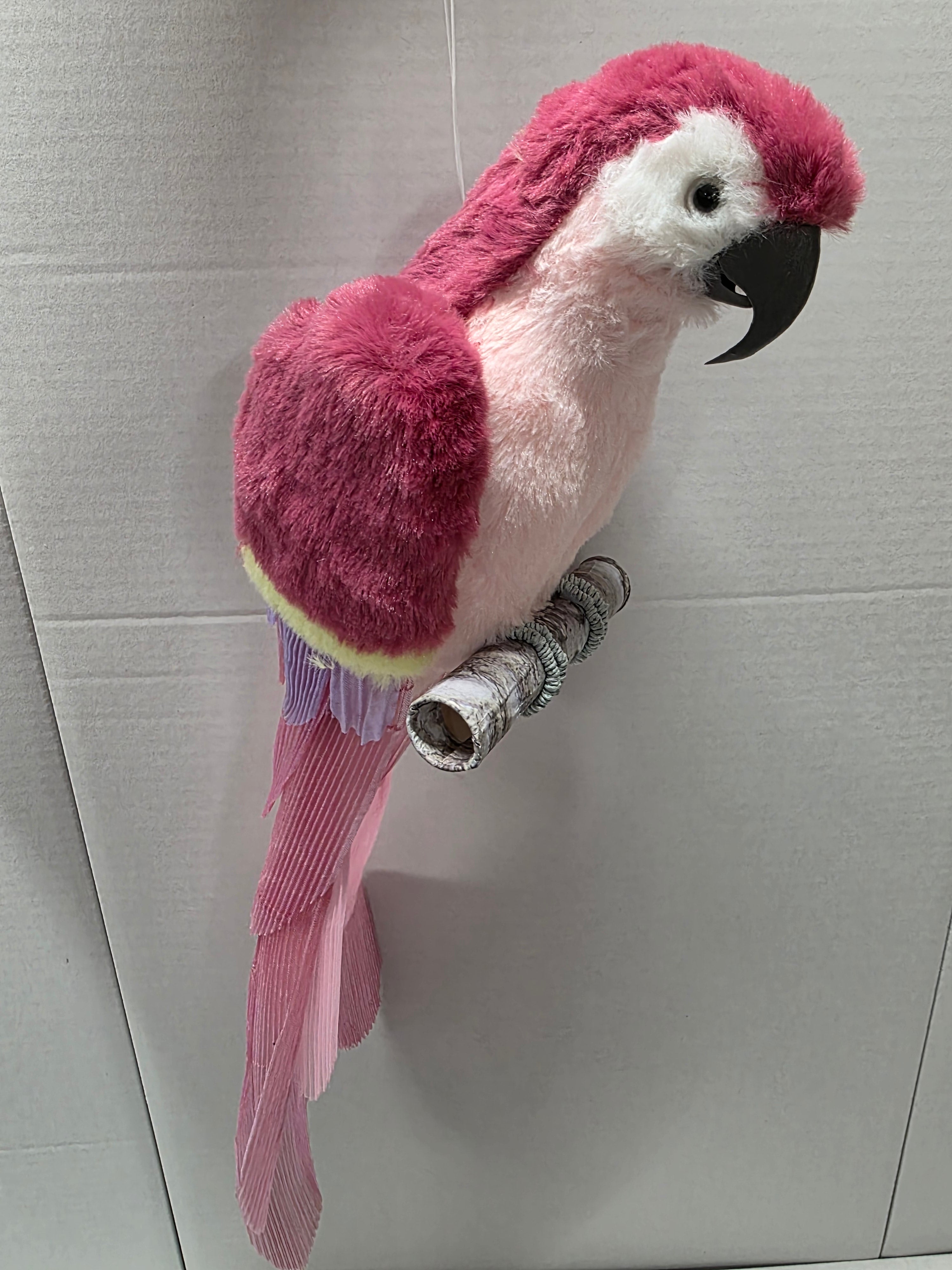 Fabric Parrot Hanger Pink 45cm