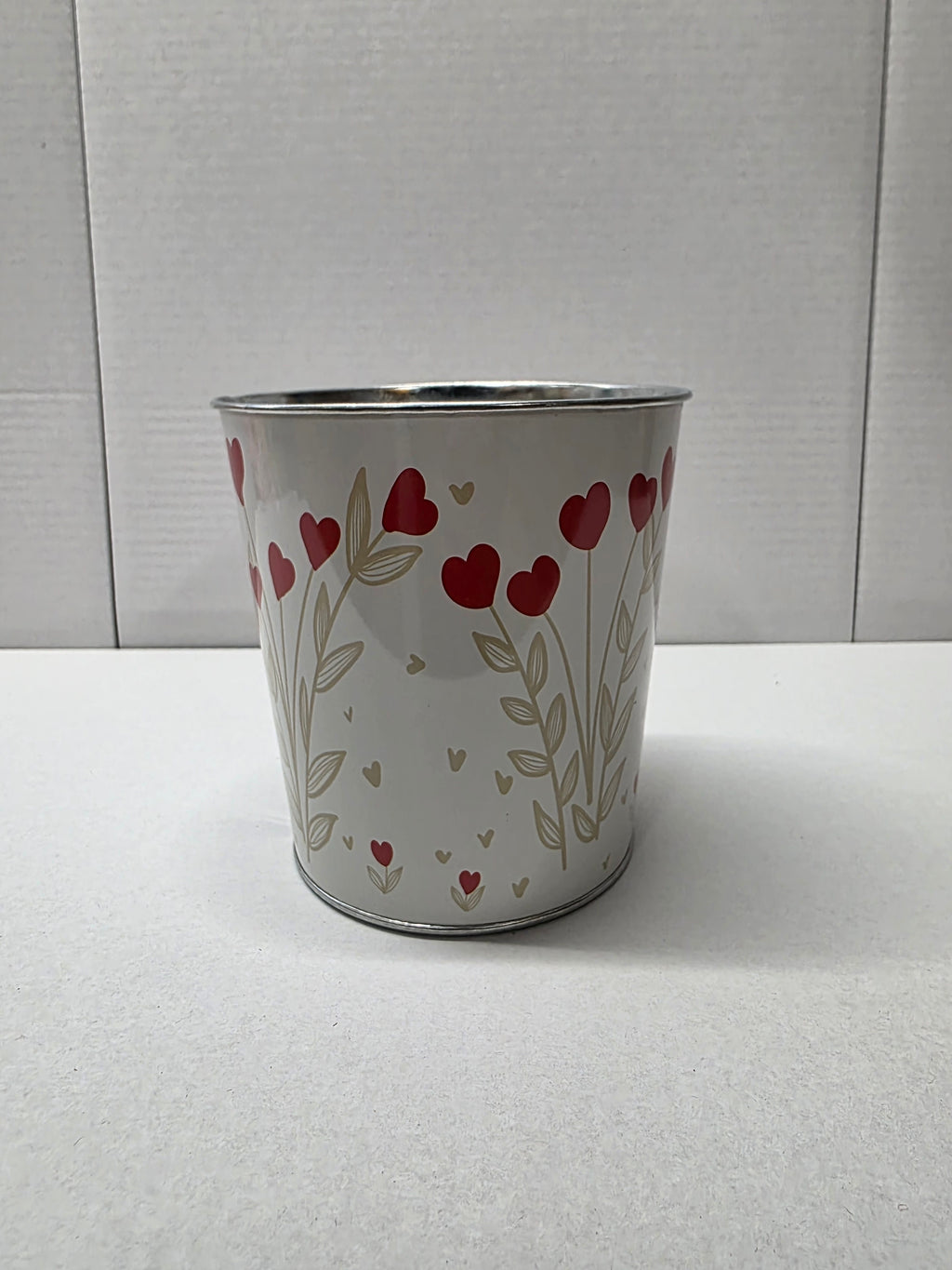 Metal Bucket Hearts Red 13cm (pack of 3)