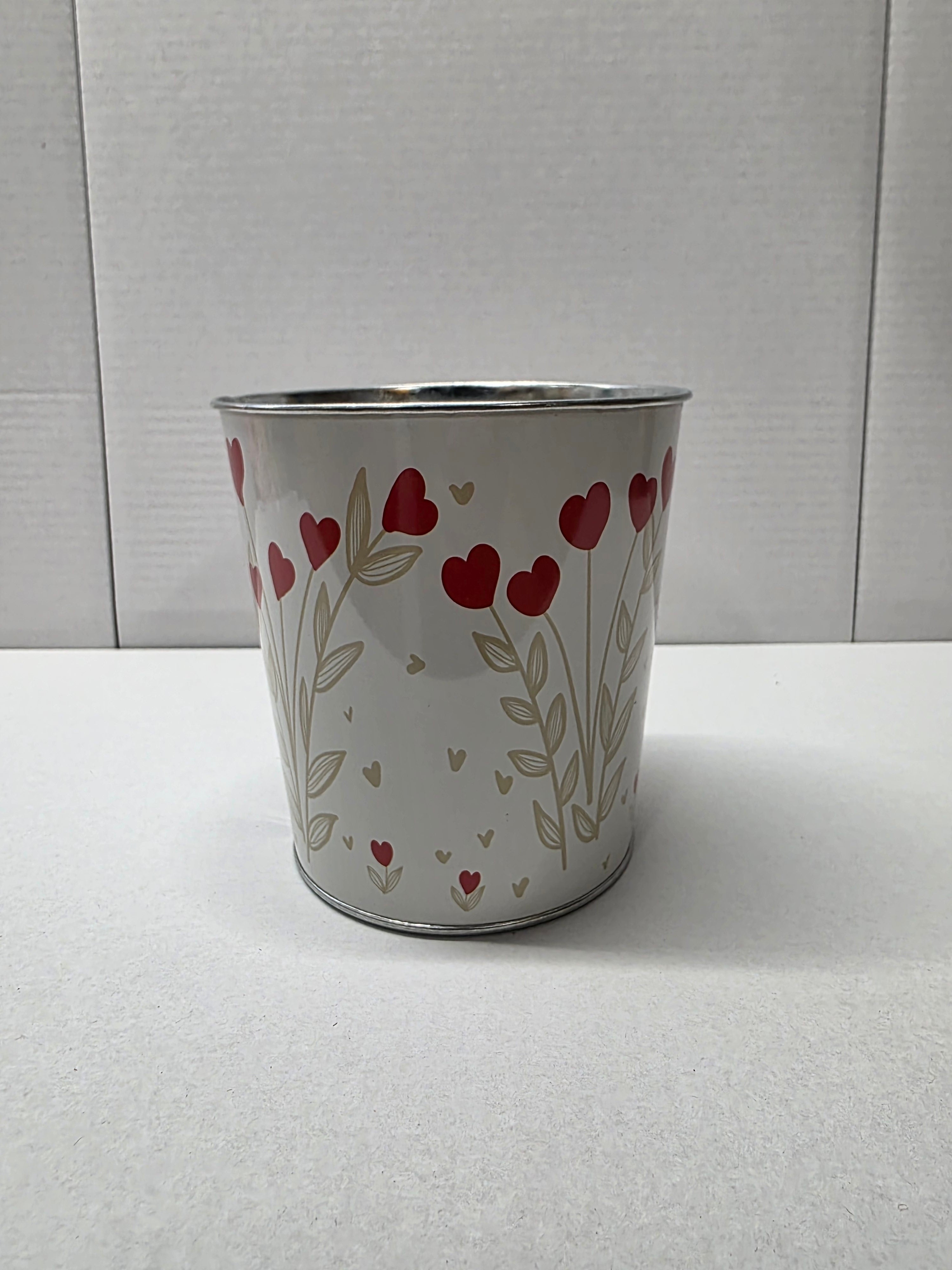 Metal Bucket Hearts Red 13cm (pack of 3)